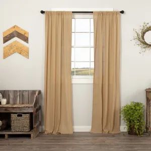 Khaki Fringed Tobacco Cloth Panel Curtains 84"