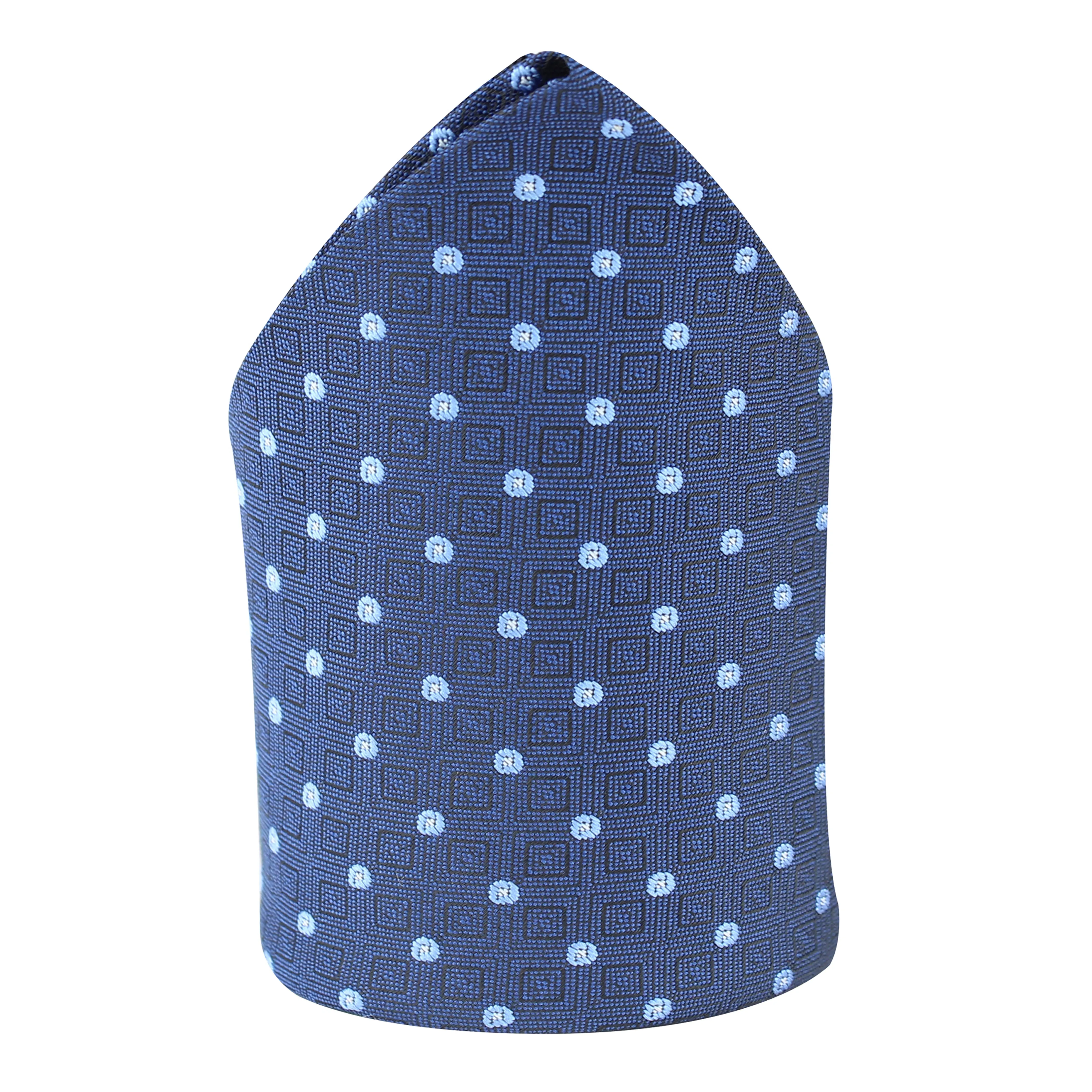 Kovove Classy Blue Polka Dot Pocket Square For Men