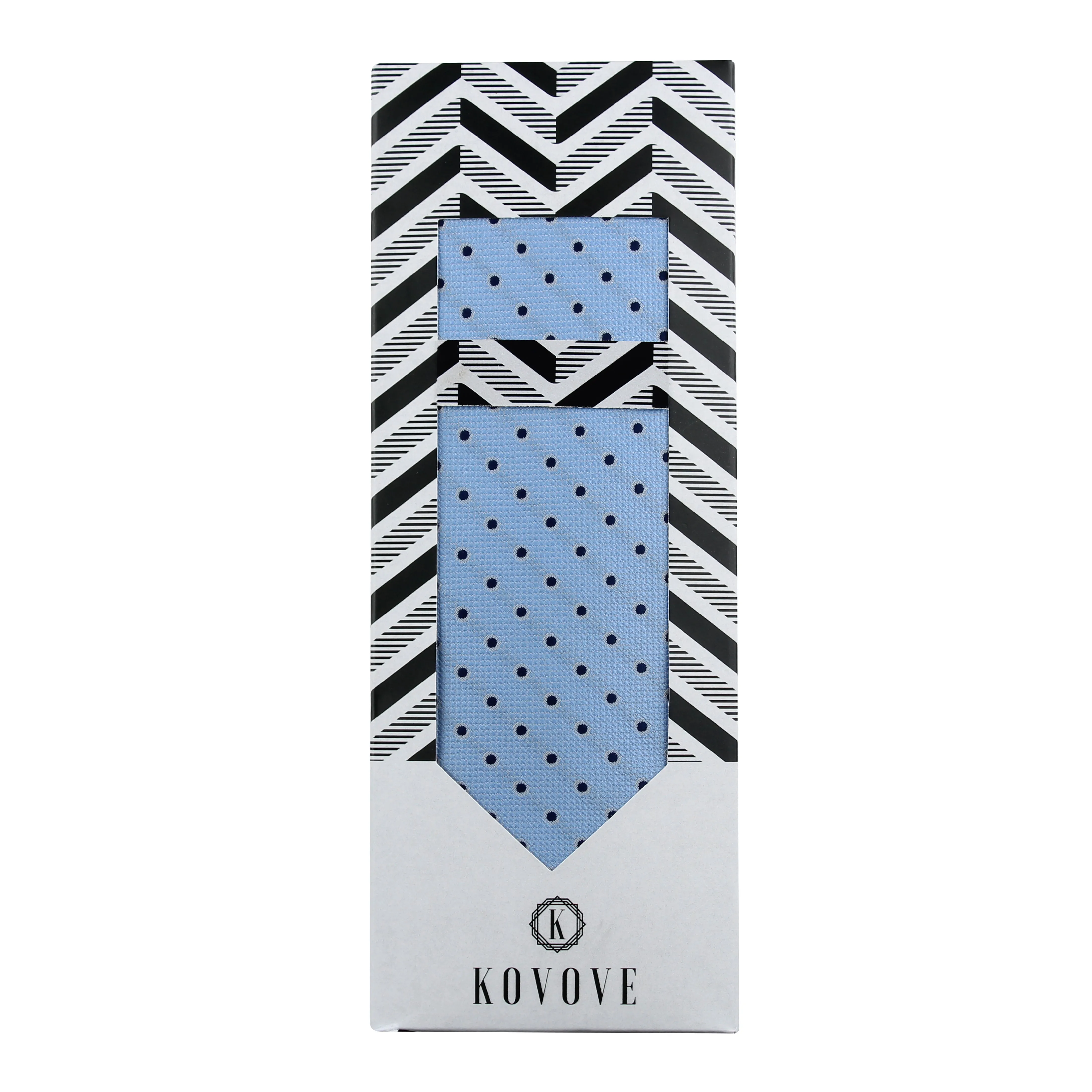 Kovove Elegant Cyan Polka Dot Necktie and Pocket Square Gift Box