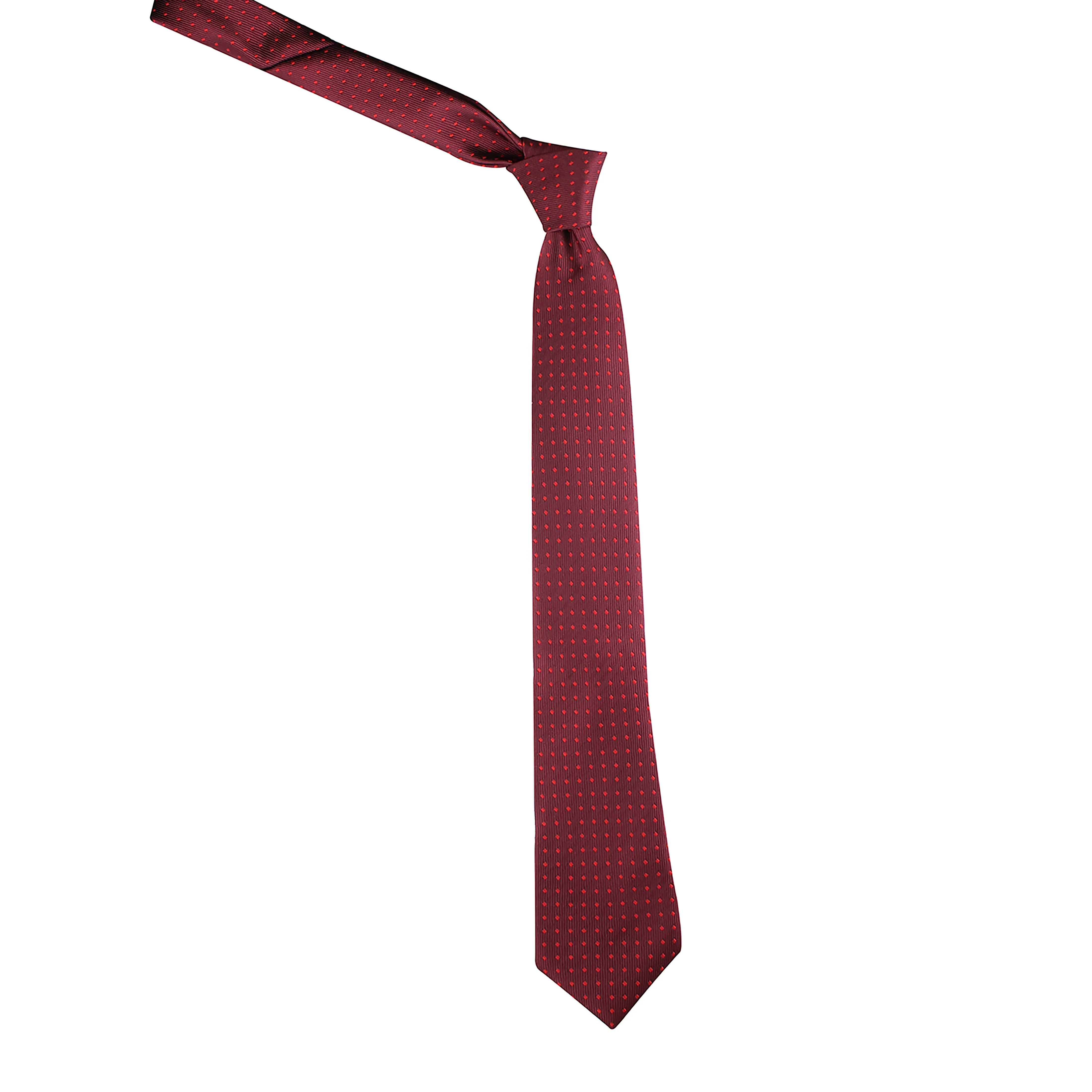 Kovove Maroon Polka Dot Necktie and Pocket Square Gift Box