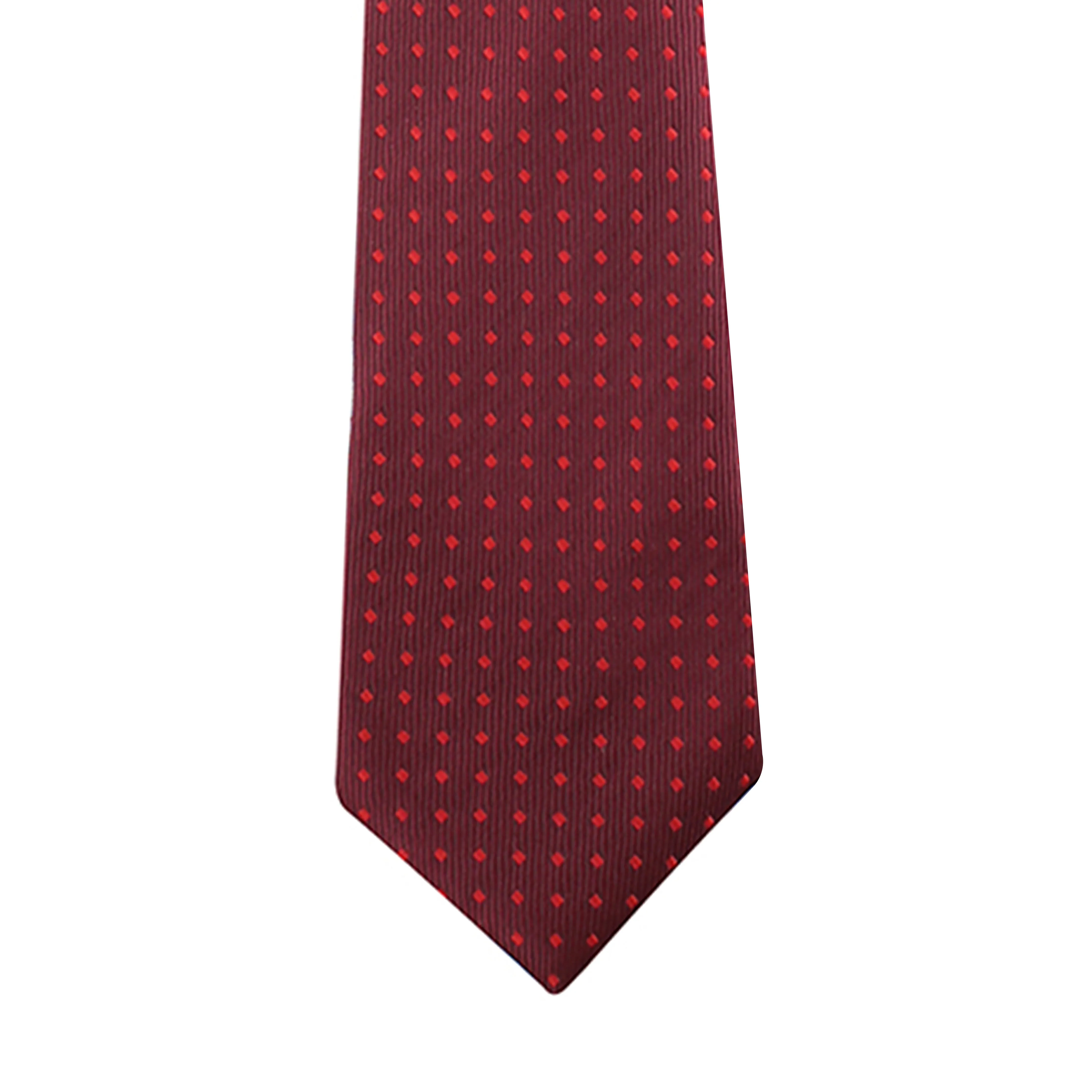 Kovove Maroon Polka Dot Necktie and Pocket Square Gift Box