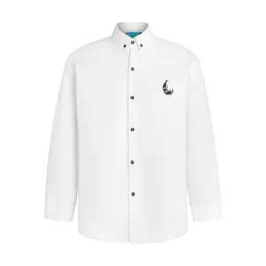 LONG SLEEVE STAPLE BUTTON UP-WHITE