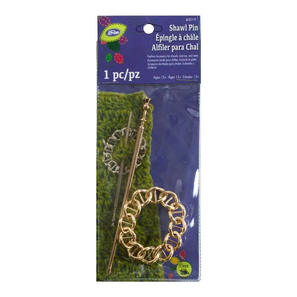 LoRan Metal Shawl Pin Gold Oval Chain*