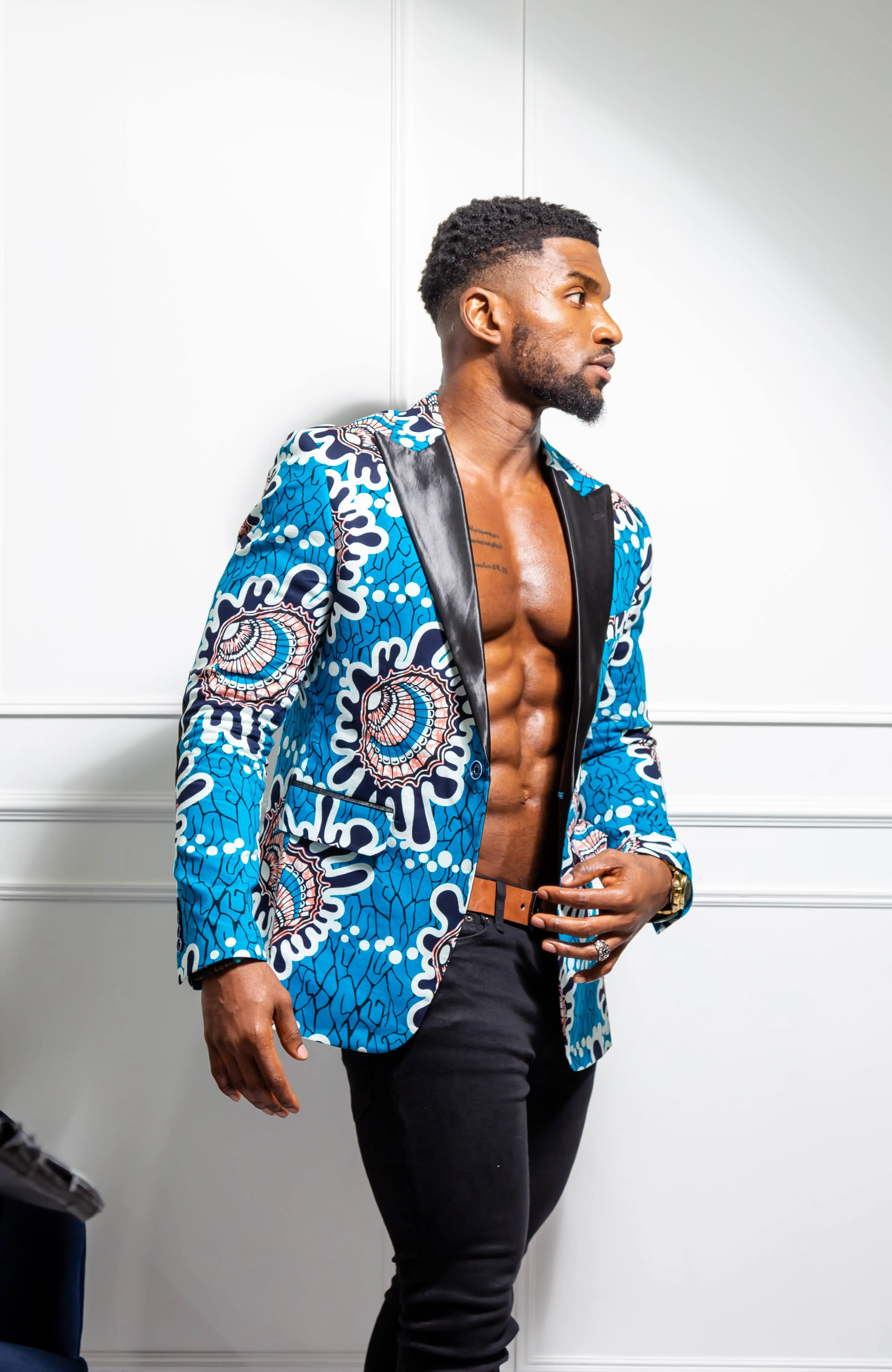 Men African Fashion - Tailored Fit Shawl Collar African Print Blazer for Men - GERALD