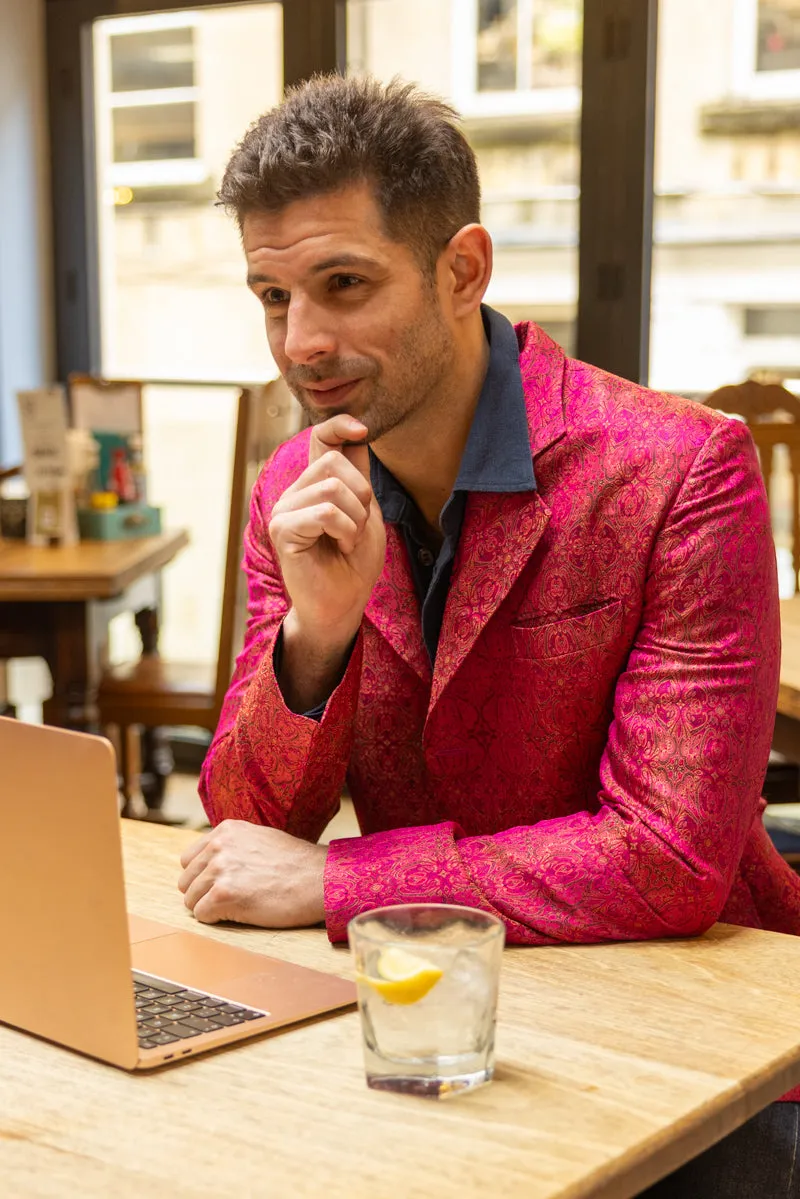 Mens Blazer in Pink Jacquard