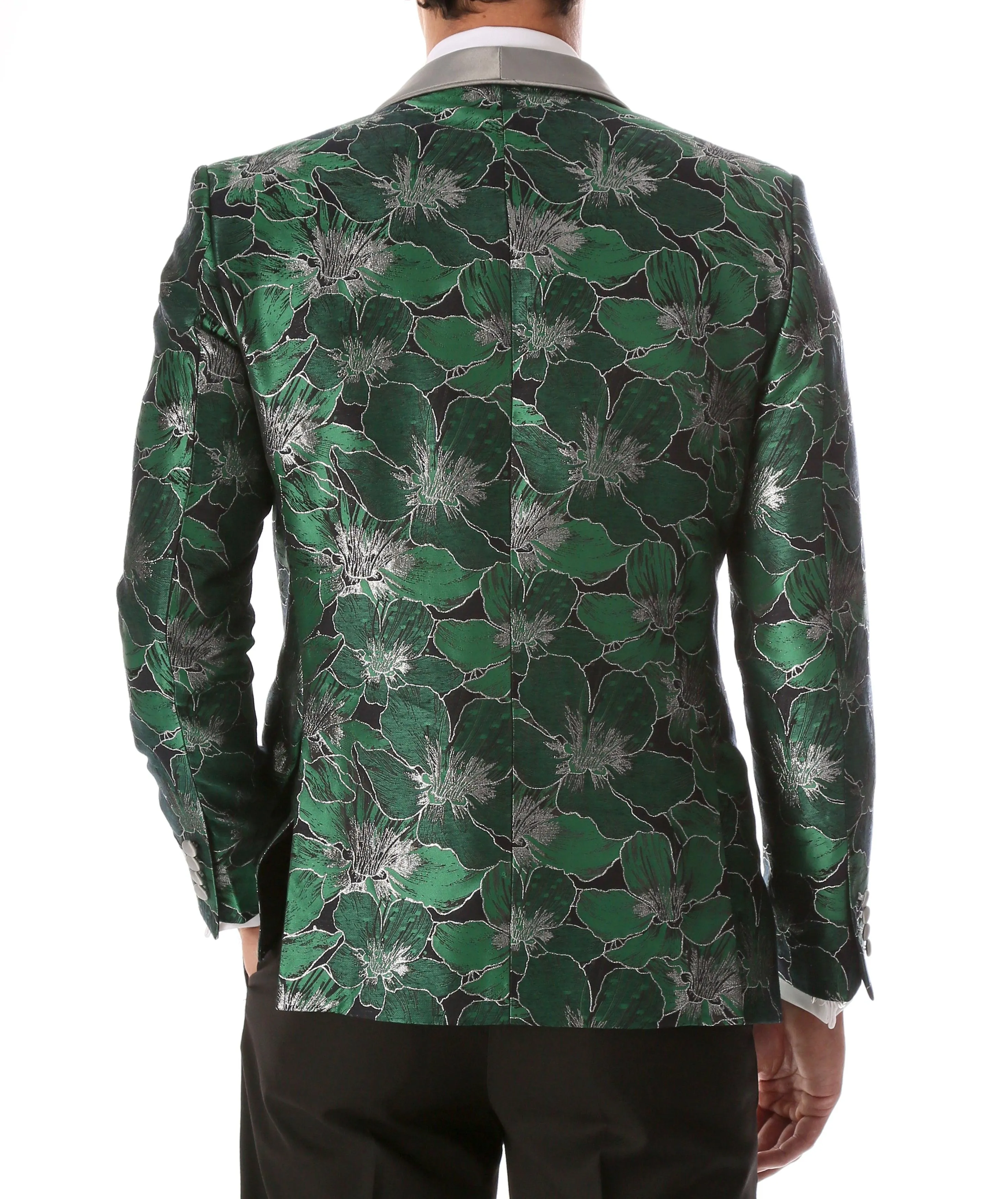 Men's Hugo Green Floral Modern Fit Shawl Collar Tuxedo Blazer