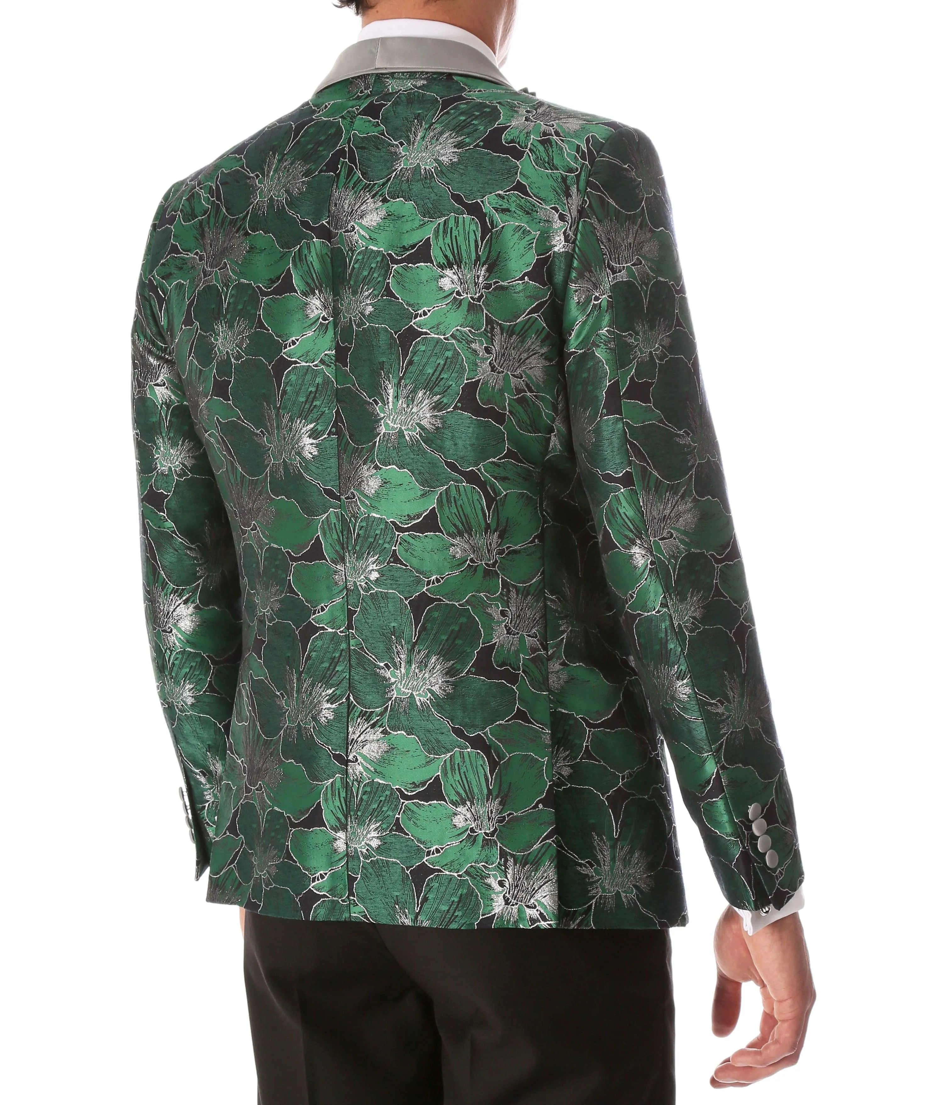 Men's Hugo Green Floral Modern Fit Shawl Collar Tuxedo Blazer