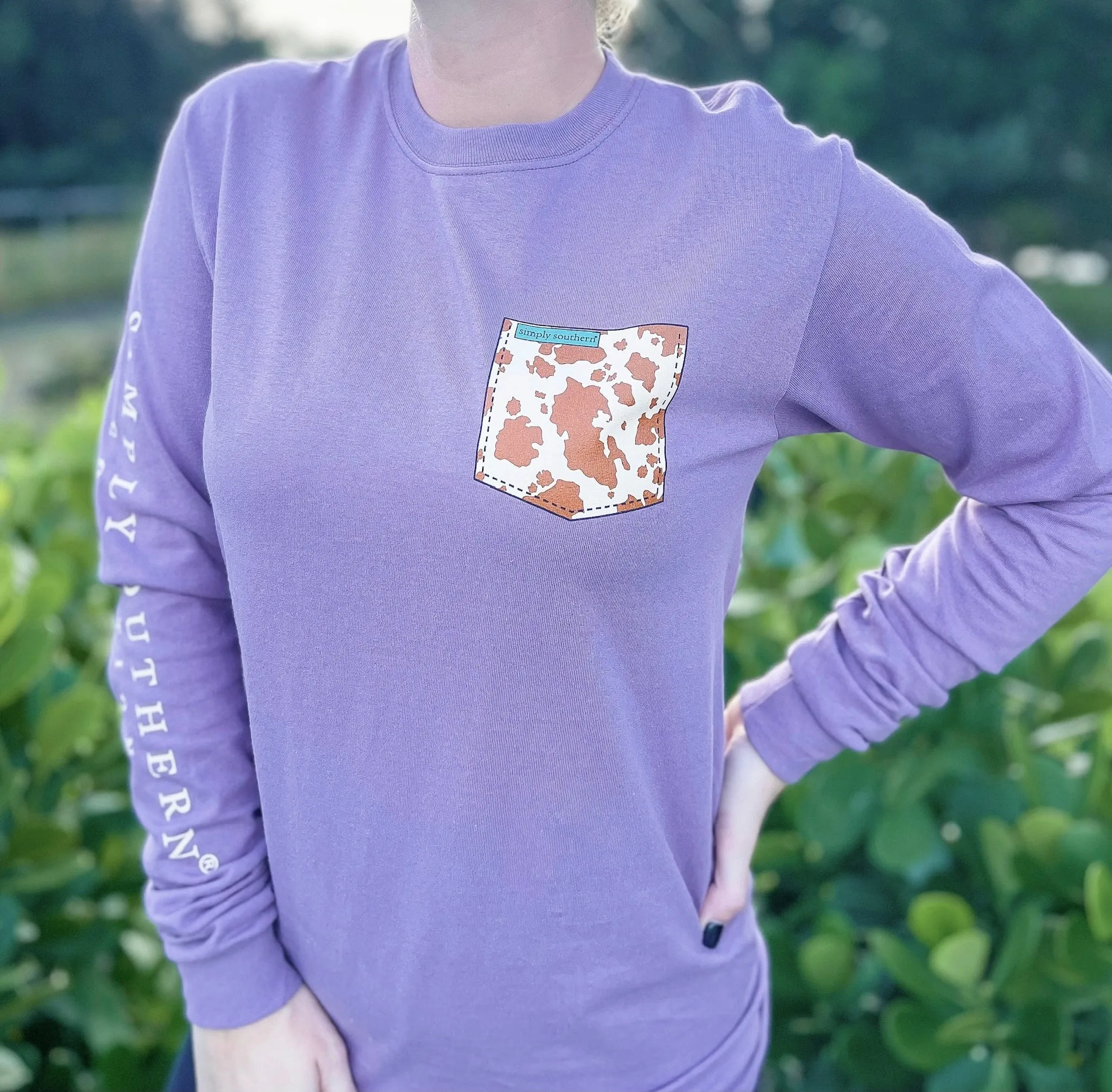 'Mom Life' Cow Print Long Sleeve Tee by Simply Southern