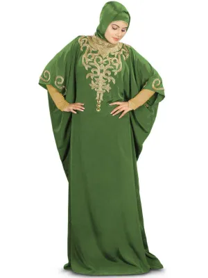 Nayyab Hand Embroidered Henna Kaftan