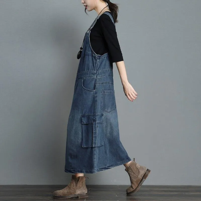 On Time Denim Overall Dress