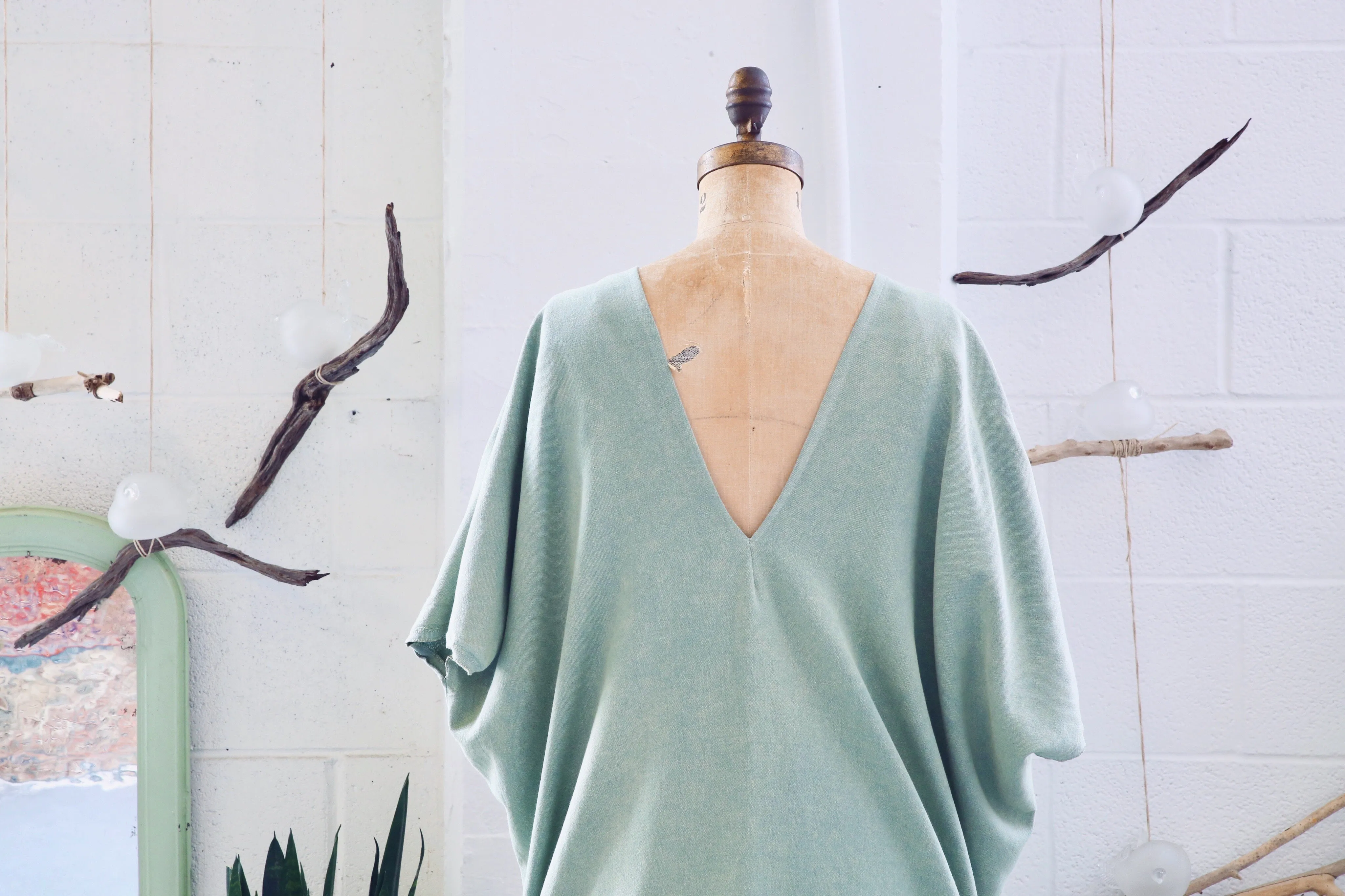 Pestemal Kaftan in sea green (one size)