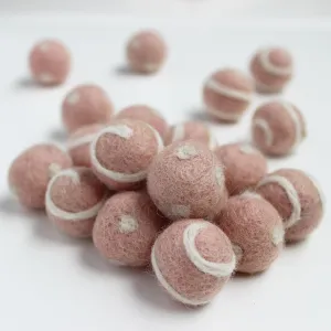 Polka Dot Swirl Felt Balls White On Fairy Floss