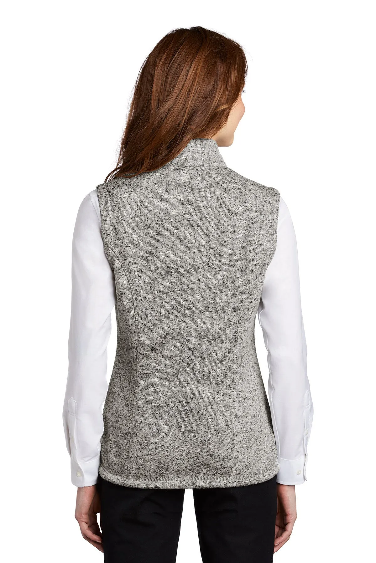 Port Authority Ladies Sweater Fleece Customized Vests, Grey Heather