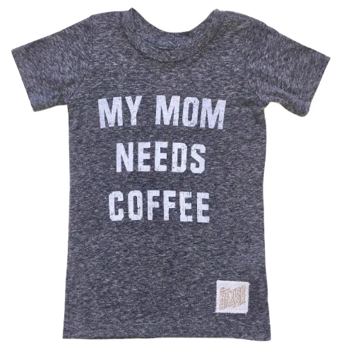 Retro Brand - My Mom Needs Coffee Tee in Heather Grey