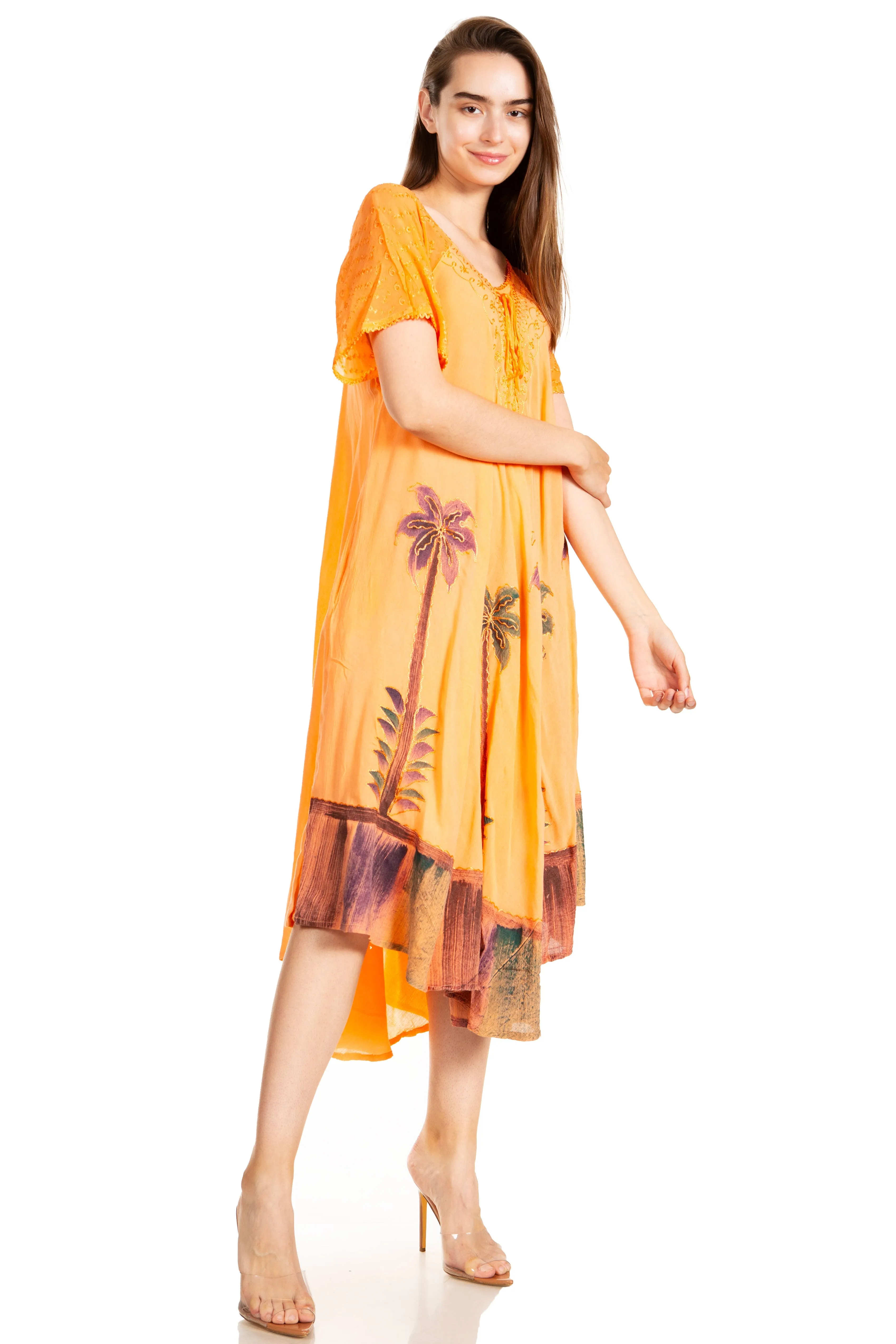 Sakkas Kai Palm Tree Caftan Tank Dress / Cover Up