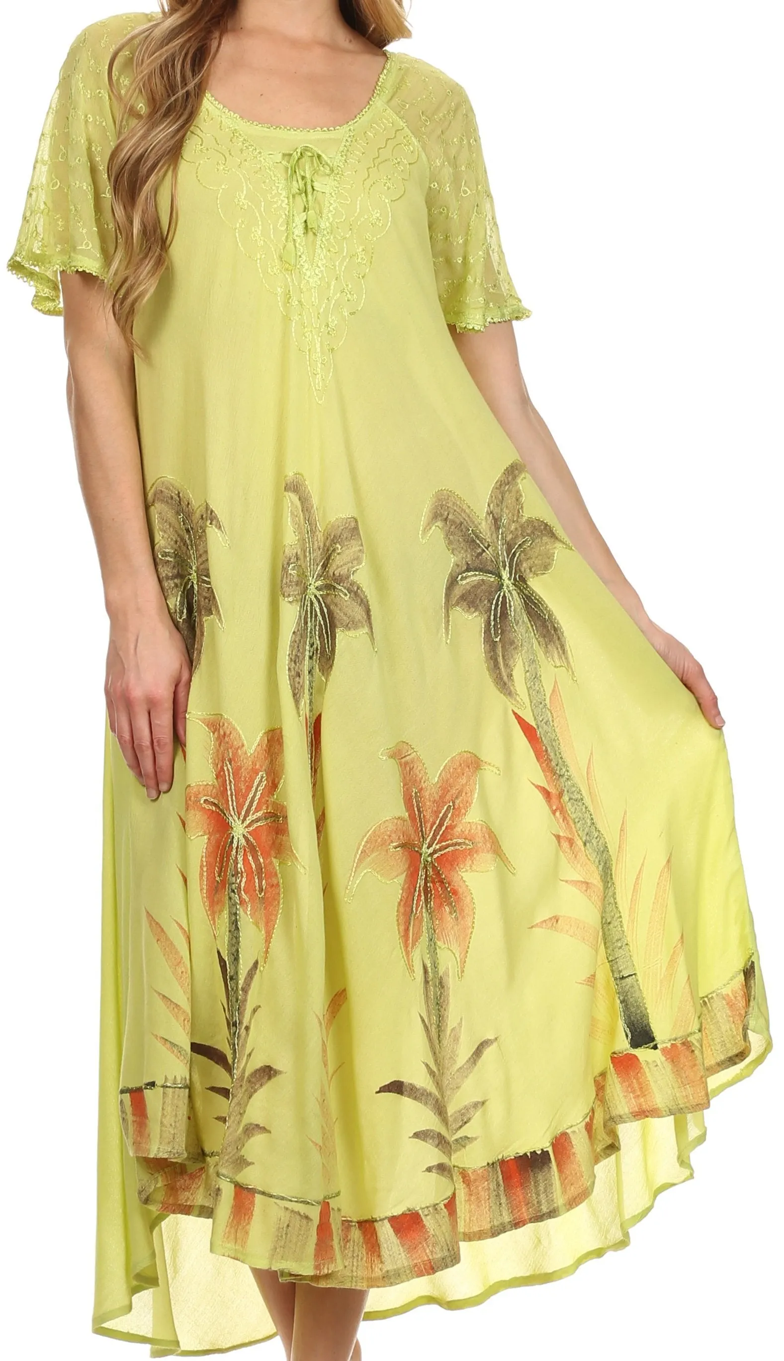 Sakkas Kai Palm Tree Caftan Tank Dress / Cover Up