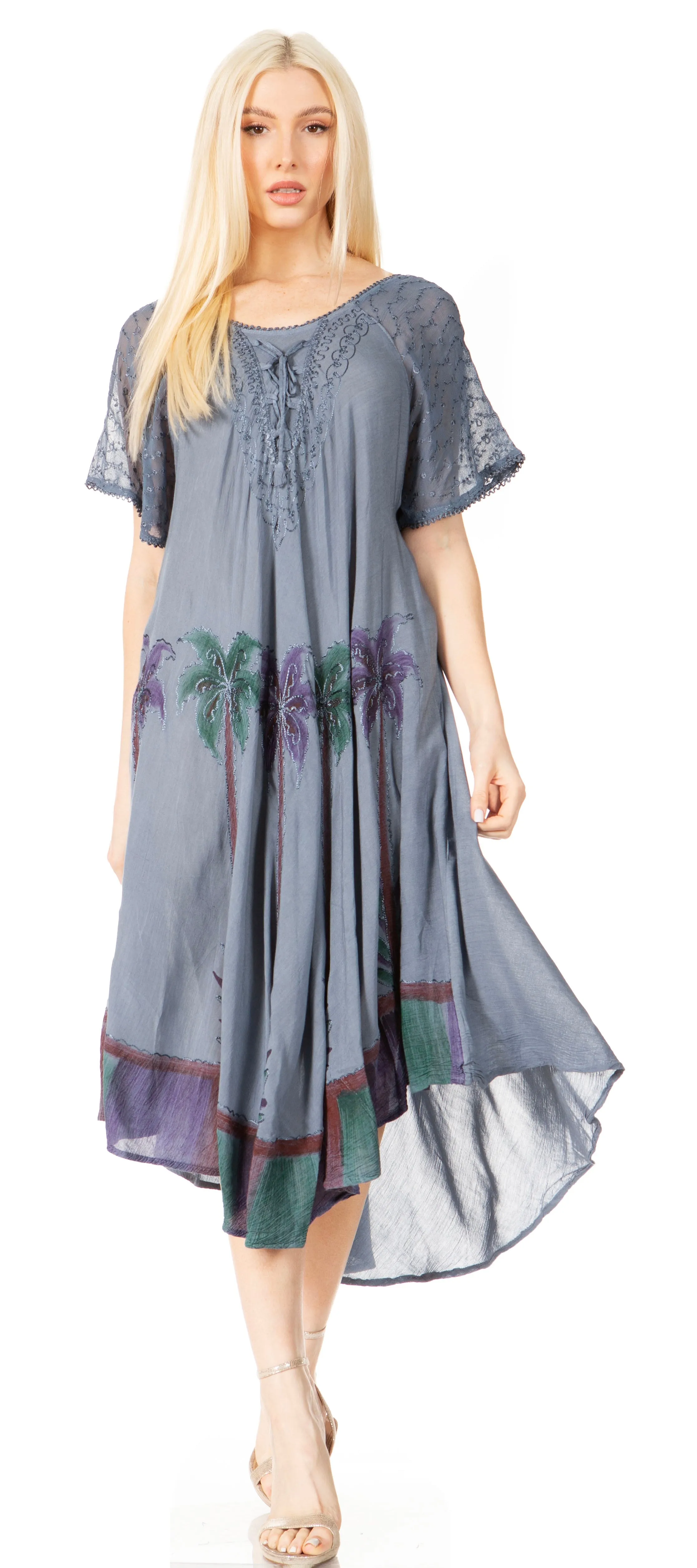 Sakkas Kai Palm Tree Caftan Tank Dress / Cover Up