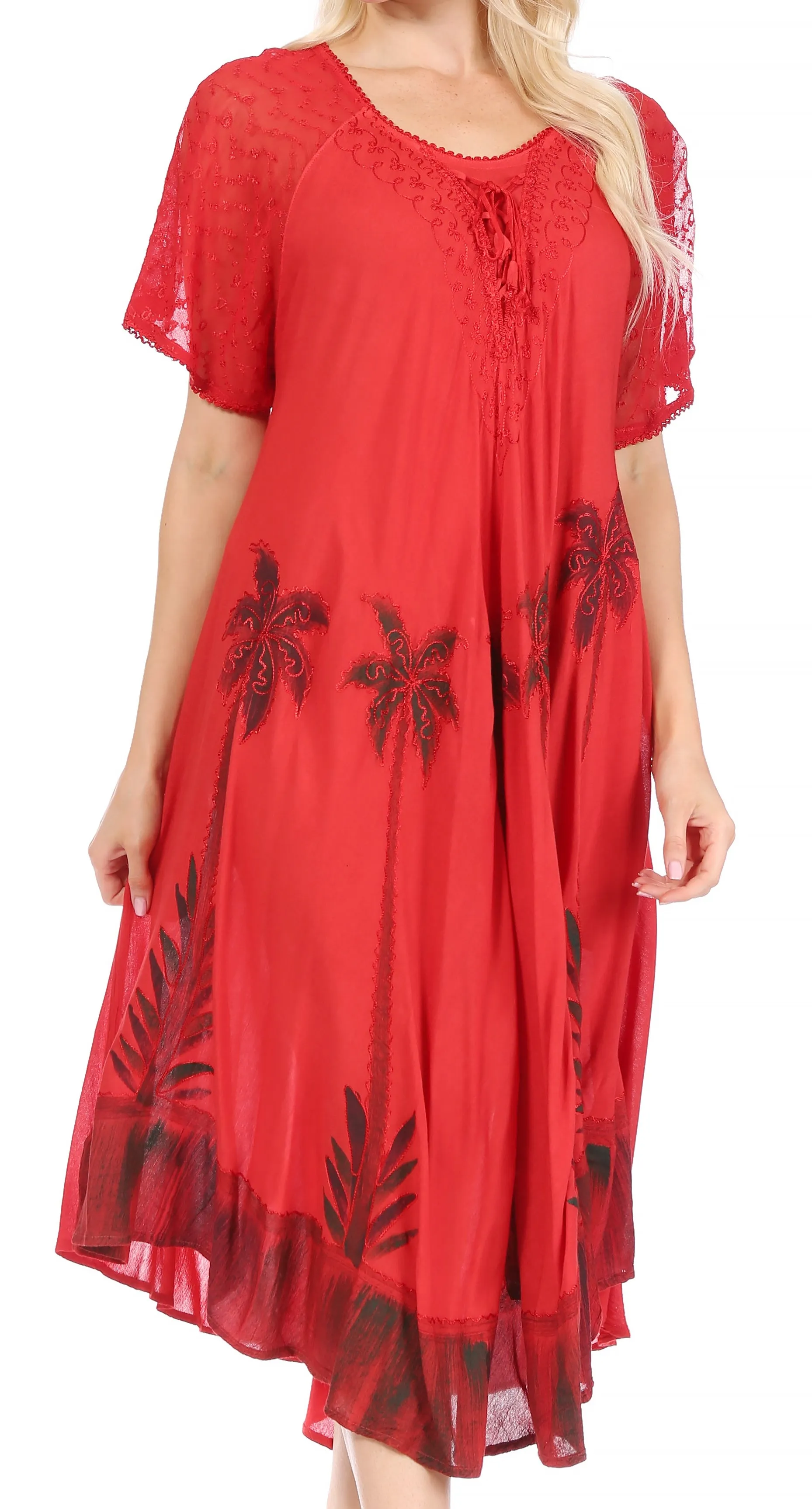 Sakkas Kai Palm Tree Caftan Tank Dress / Cover Up