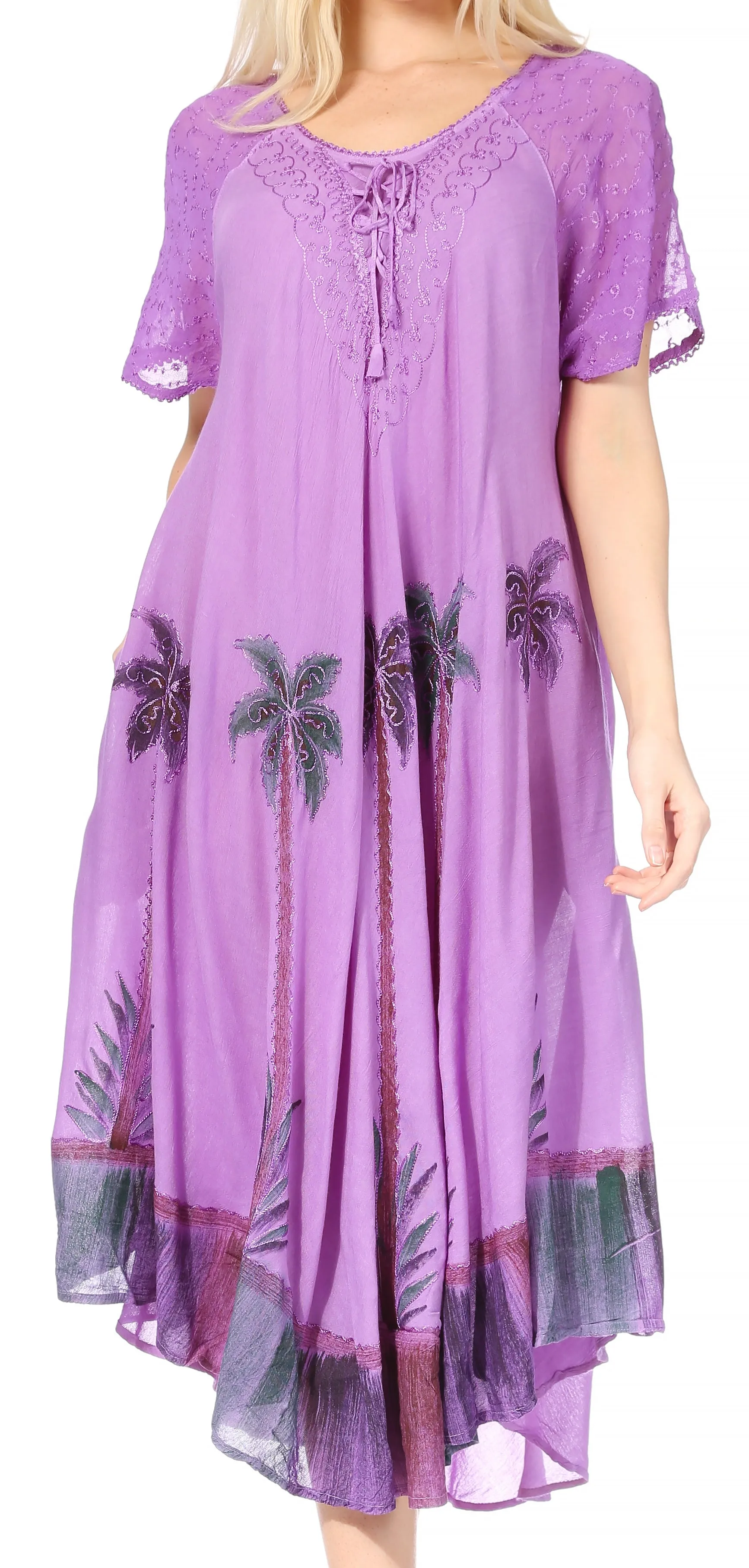 Sakkas Kai Palm Tree Caftan Tank Dress / Cover Up