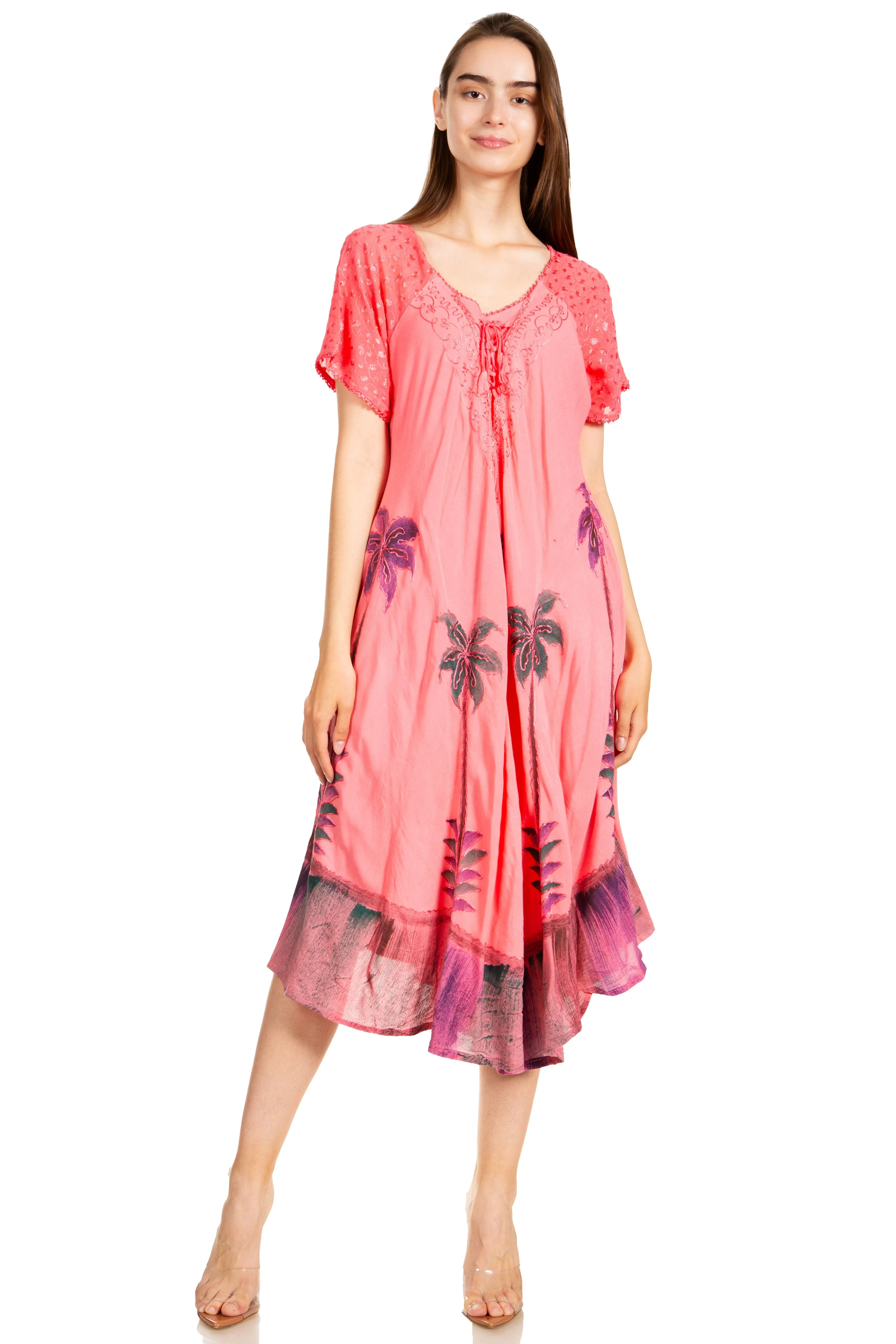 Sakkas Kai Palm Tree Caftan Tank Dress / Cover Up