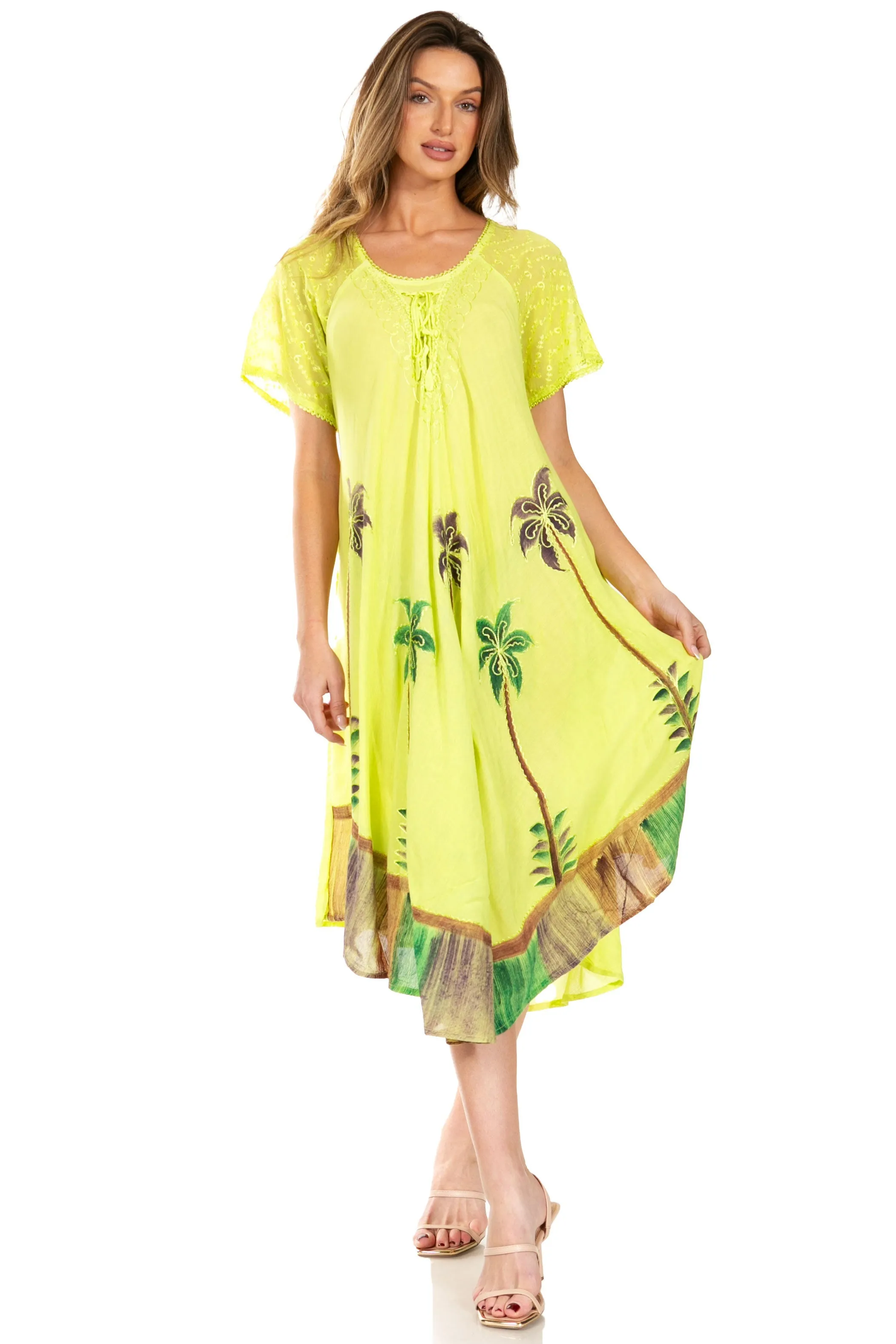 Sakkas Kai Palm Tree Caftan Tank Dress / Cover Up