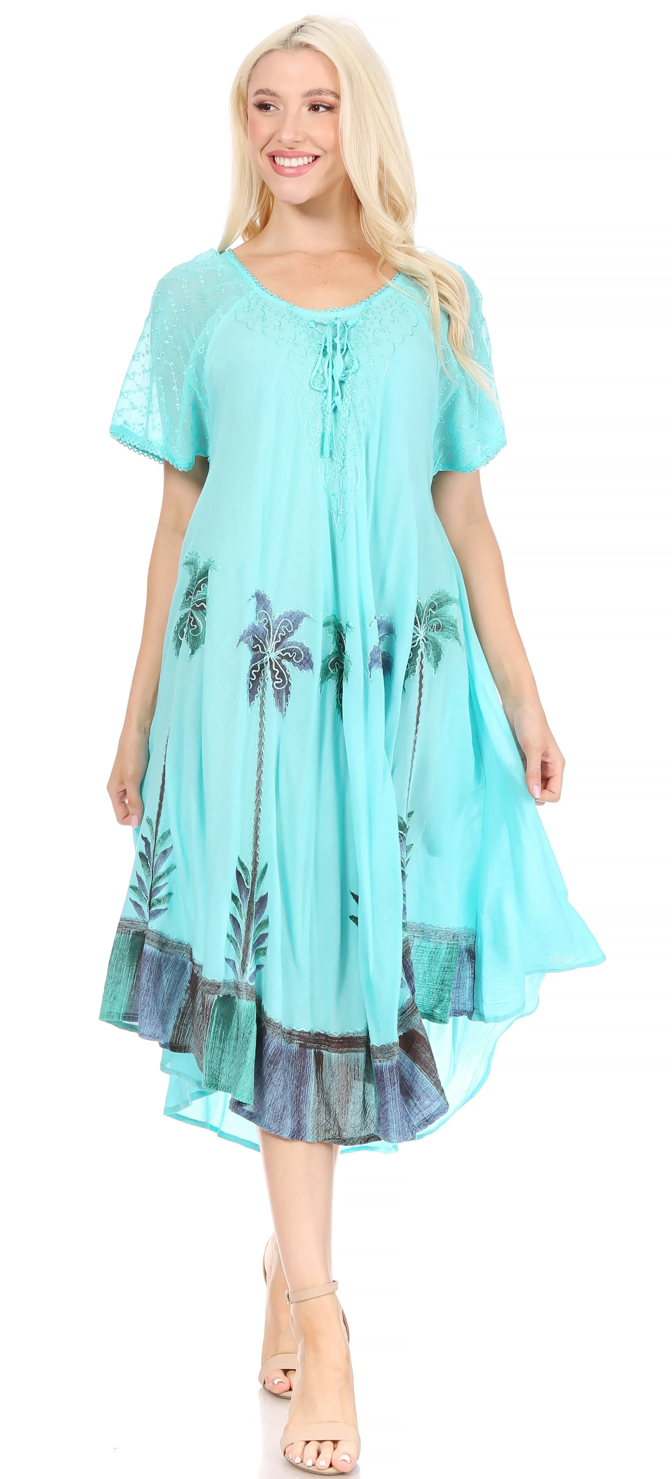 Sakkas Kai Palm Tree Caftan Tank Dress / Cover Up