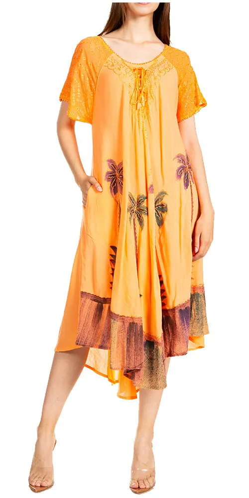 Sakkas Kai Palm Tree Caftan Tank Dress / Cover Up