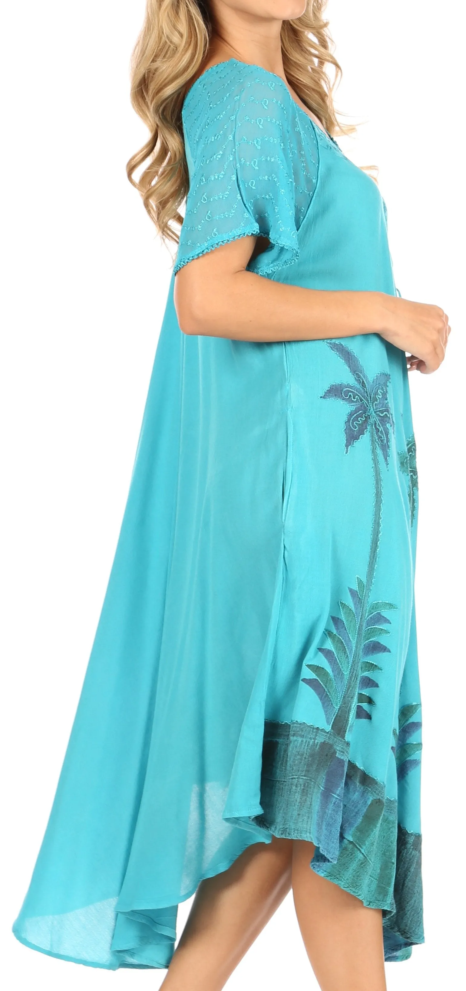 Sakkas Kai Palm Tree Caftan Tank Dress / Cover Up