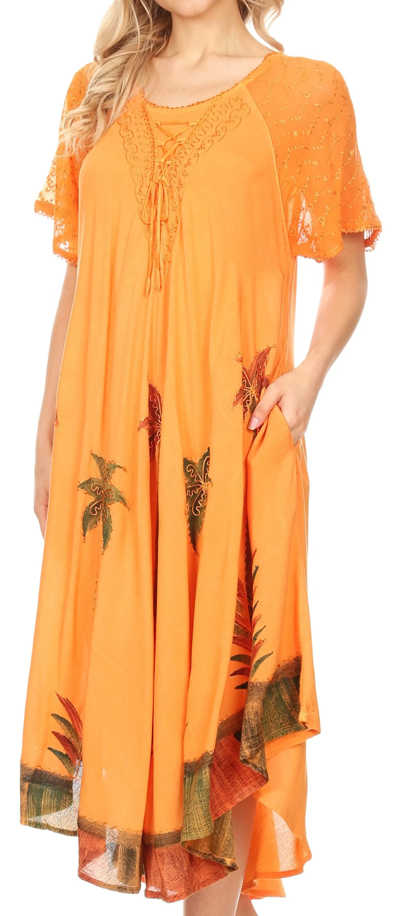 Sakkas Kai Palm Tree Caftan Tank Dress / Cover Up