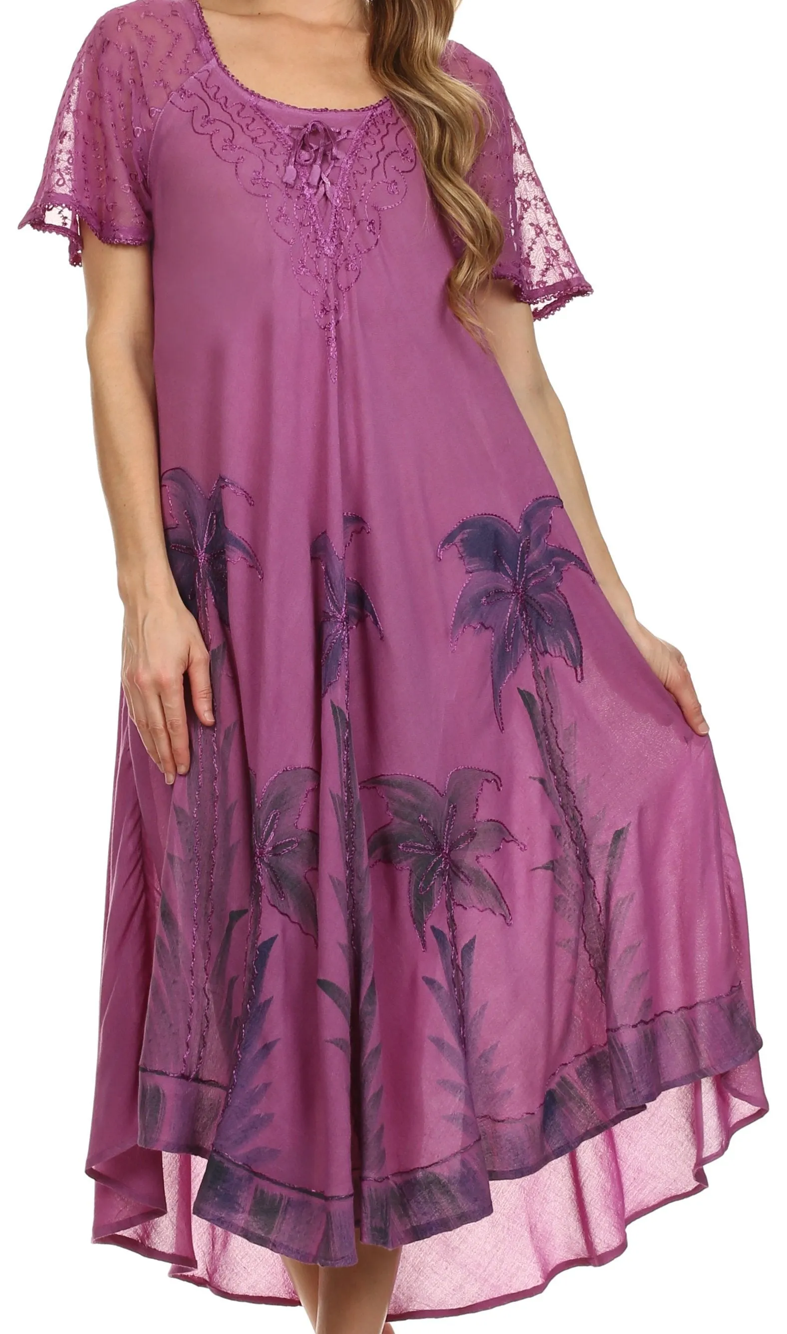 Sakkas Kai Palm Tree Caftan Tank Dress / Cover Up