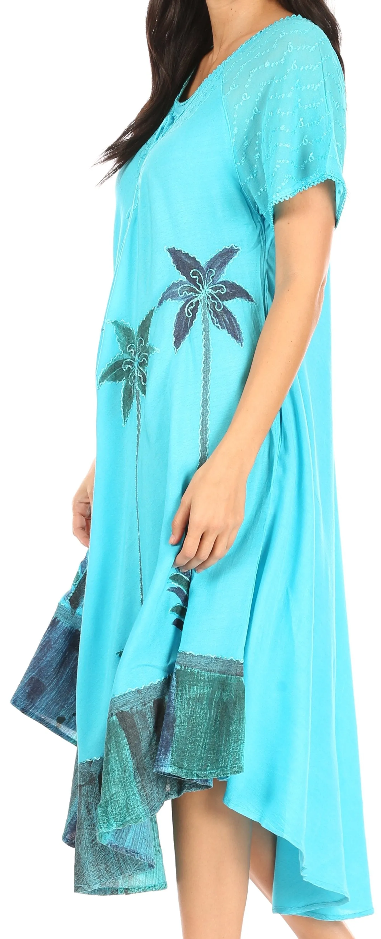 Sakkas Kai Palm Tree Caftan Tank Dress / Cover Up