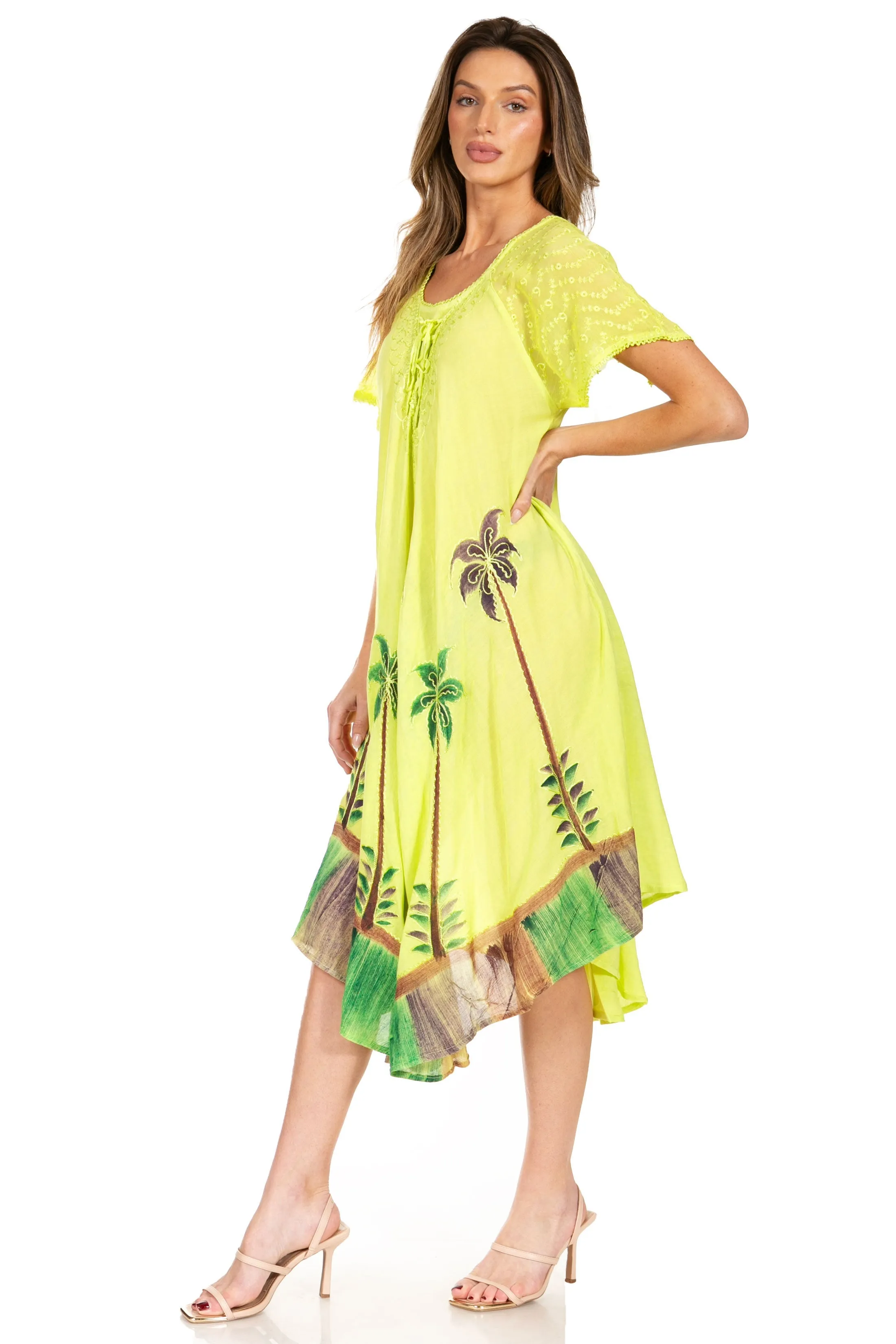 Sakkas Kai Palm Tree Caftan Tank Dress / Cover Up