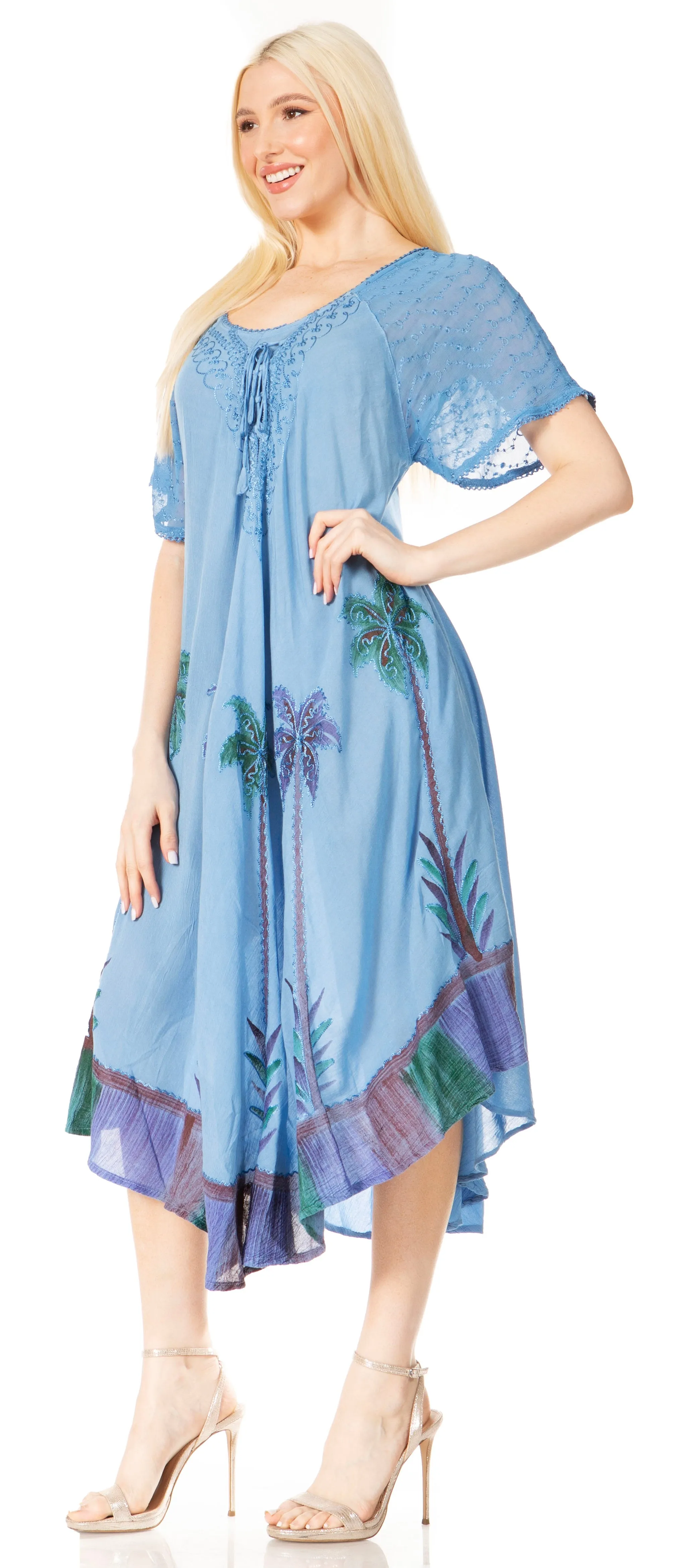 Sakkas Kai Palm Tree Caftan Tank Dress / Cover Up