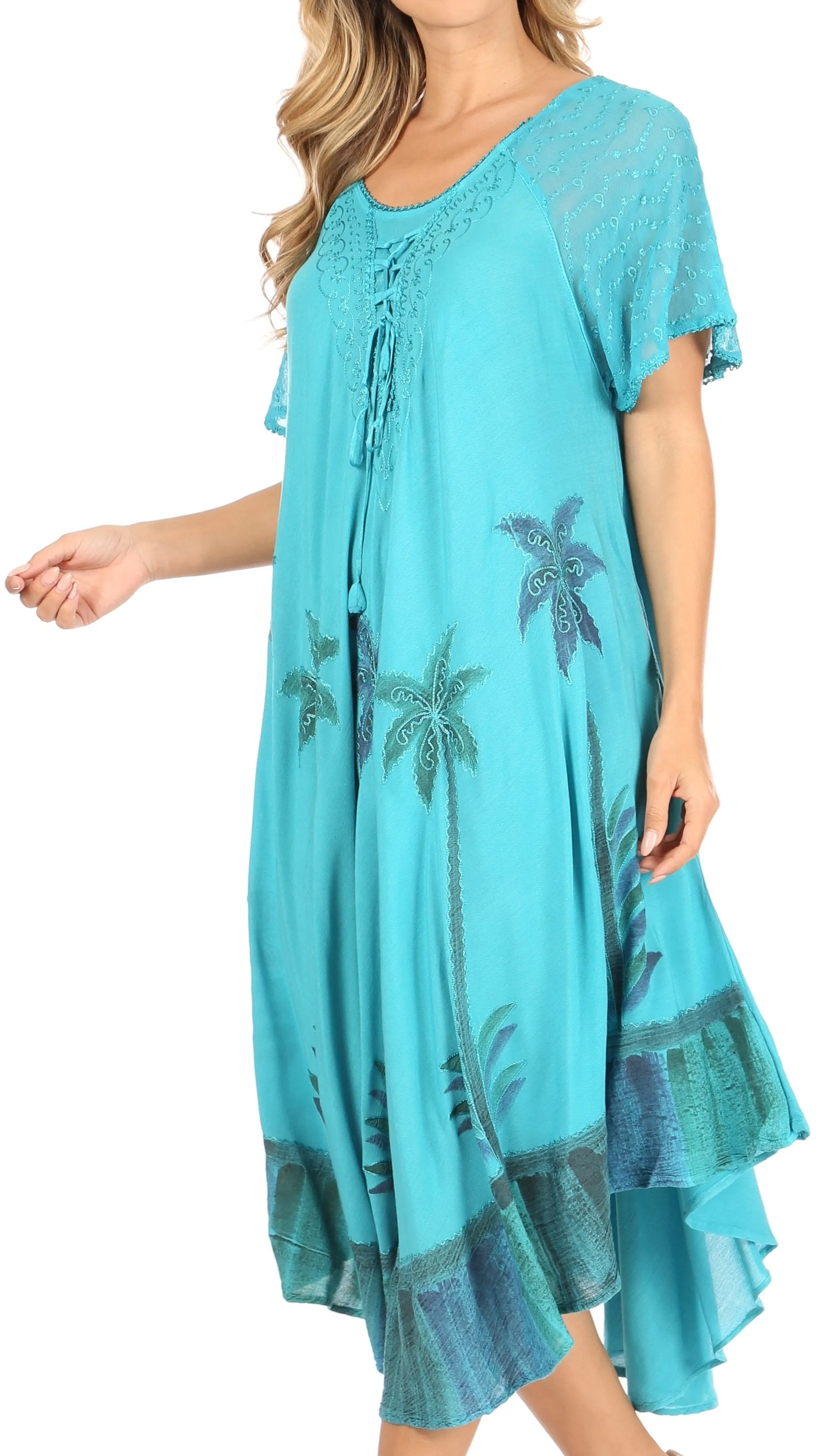 Sakkas Kai Palm Tree Caftan Tank Dress / Cover Up