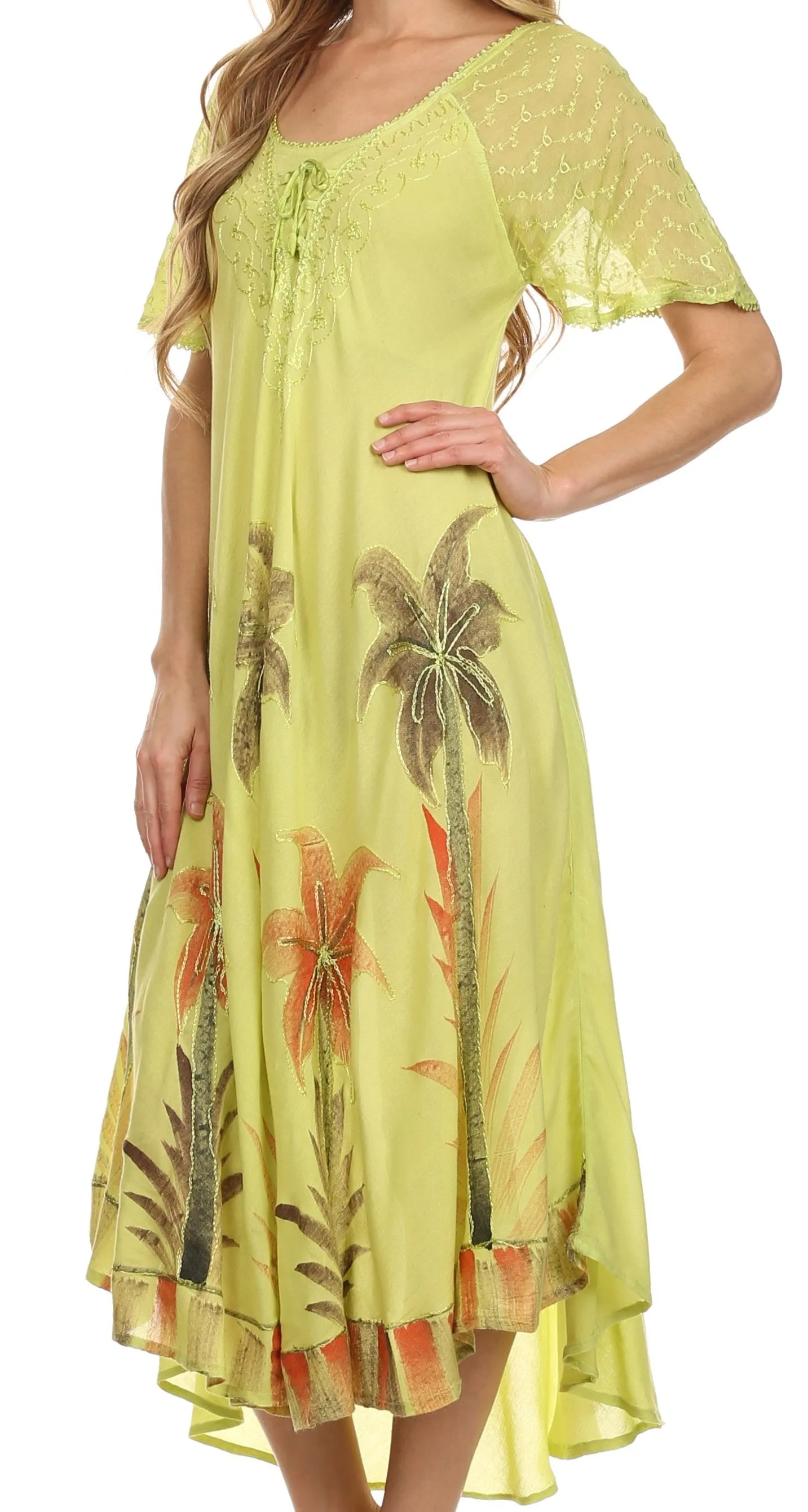 Sakkas Kai Palm Tree Caftan Tank Dress / Cover Up