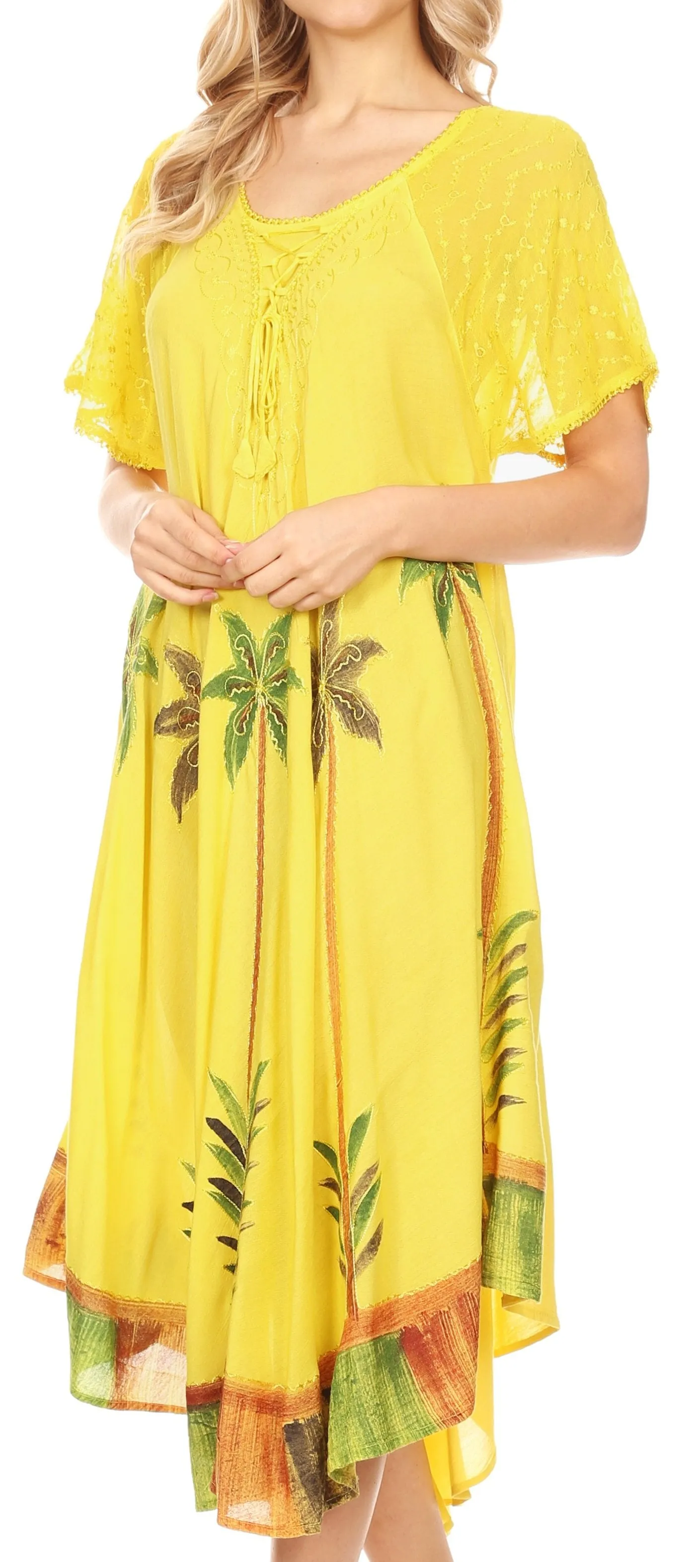 Sakkas Kai Palm Tree Caftan Tank Dress / Cover Up