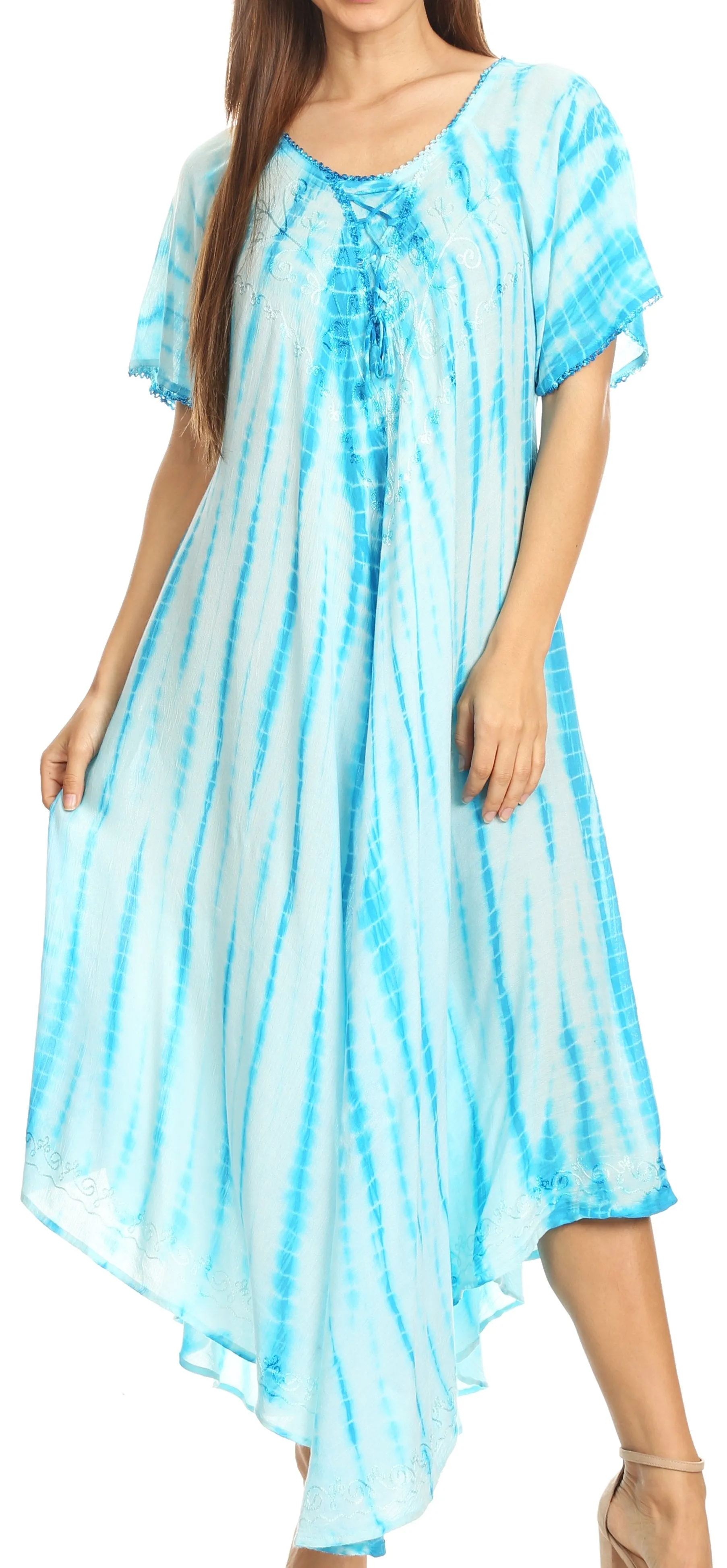 Sakkas Melika Tie Dye Caftan Dress