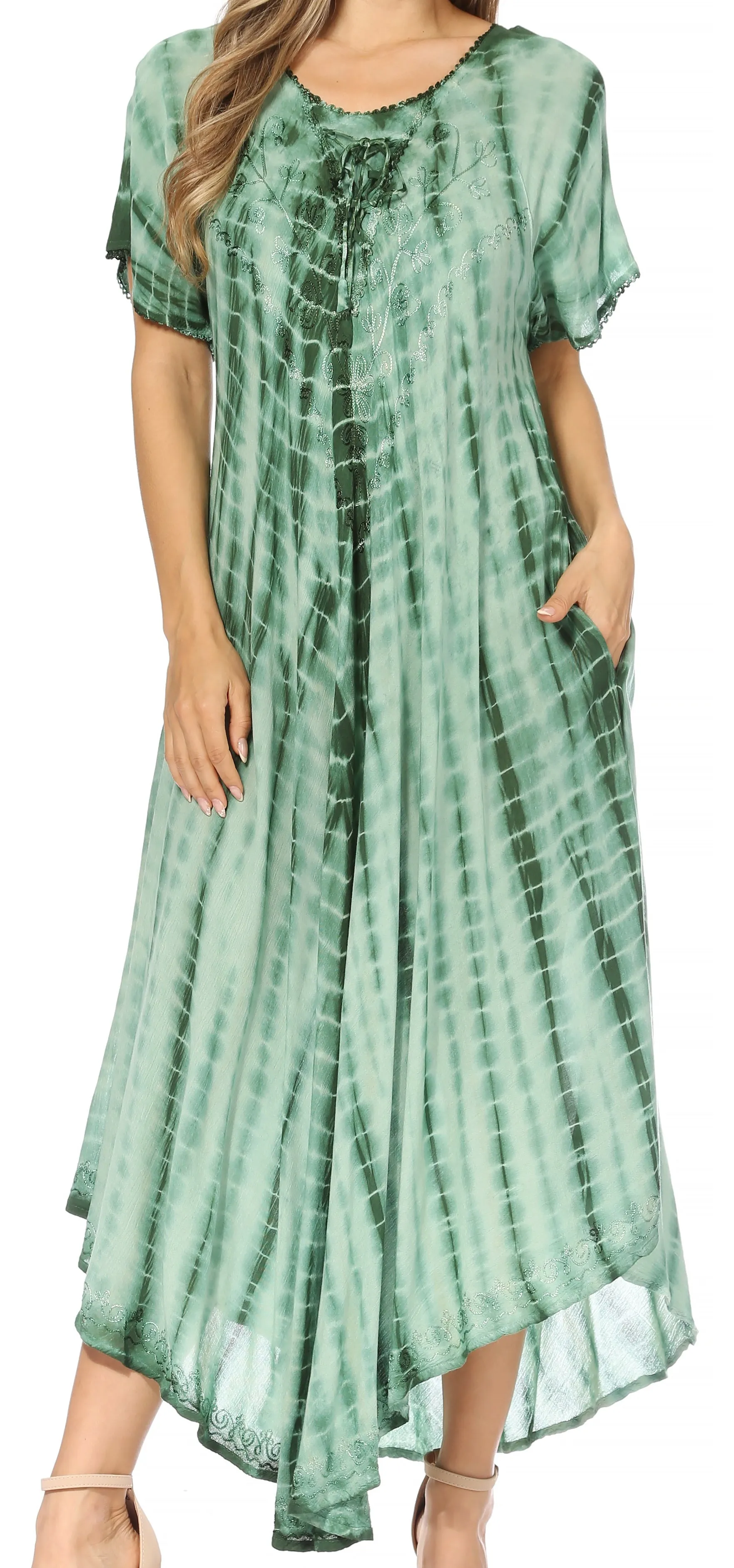 Sakkas Melika Tie Dye Caftan Dress