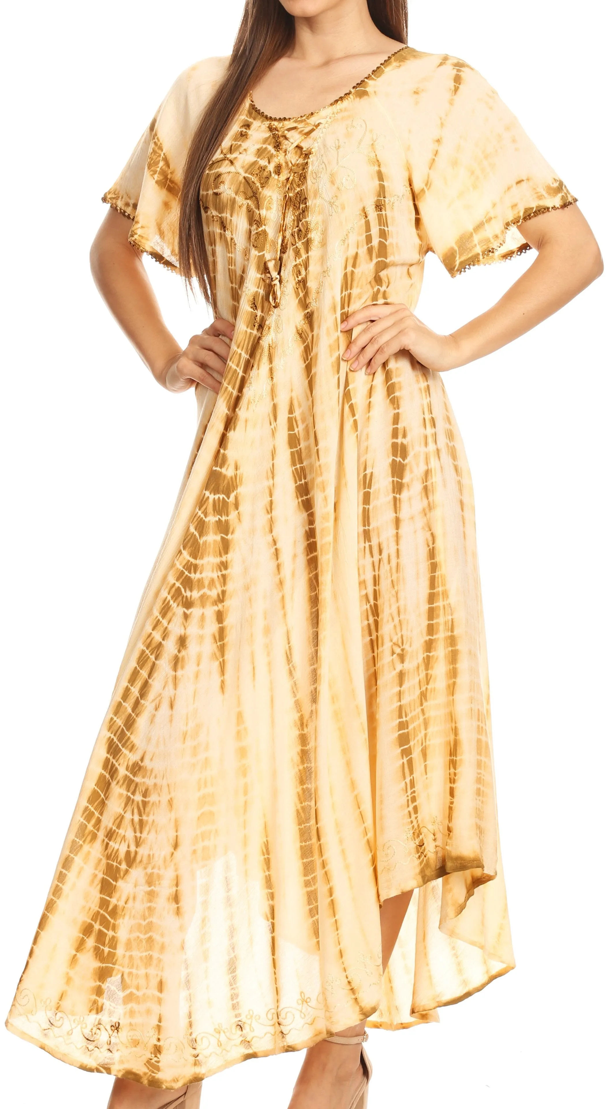 Sakkas Melika Tie Dye Caftan Dress