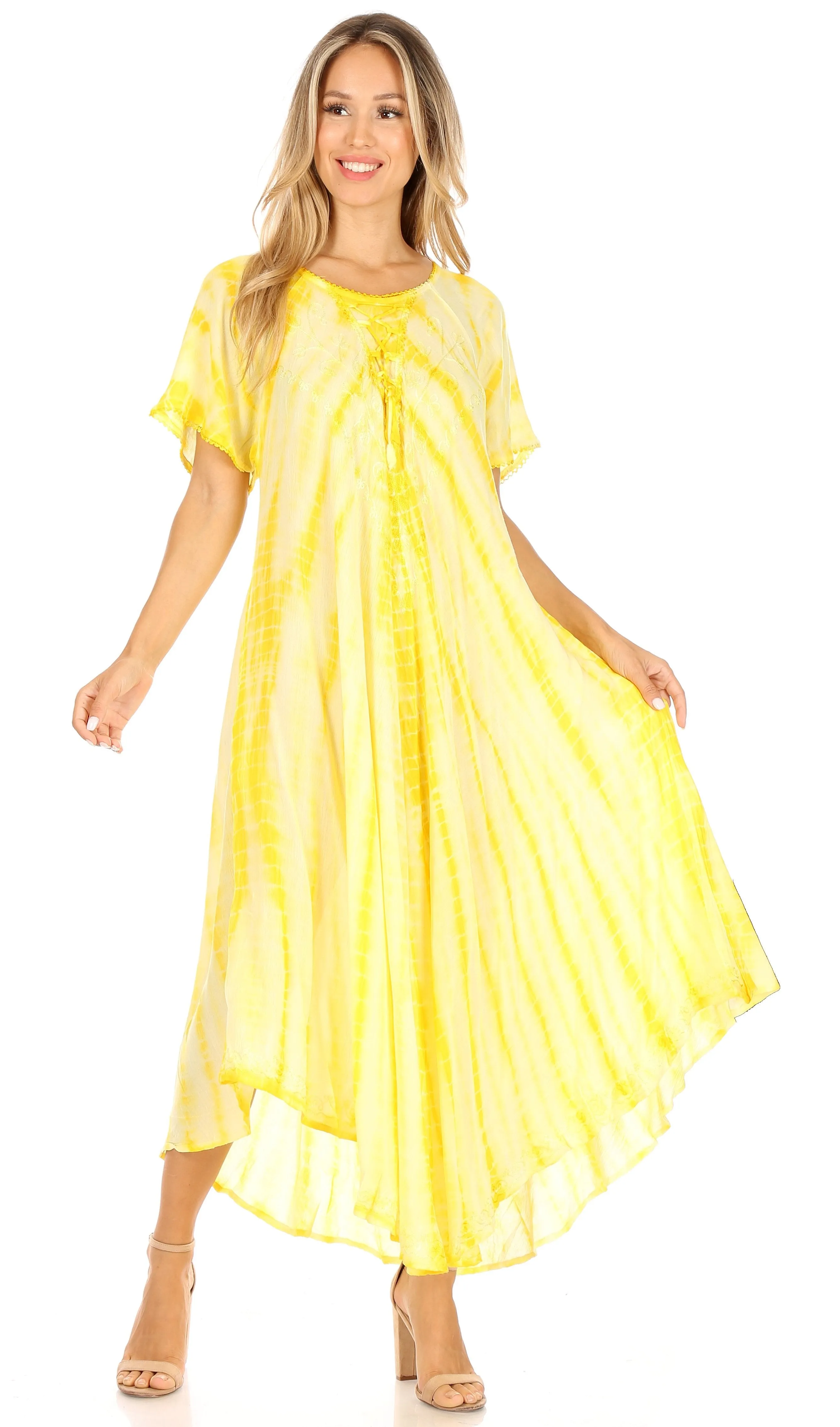 Sakkas Melika Tie Dye Caftan Dress