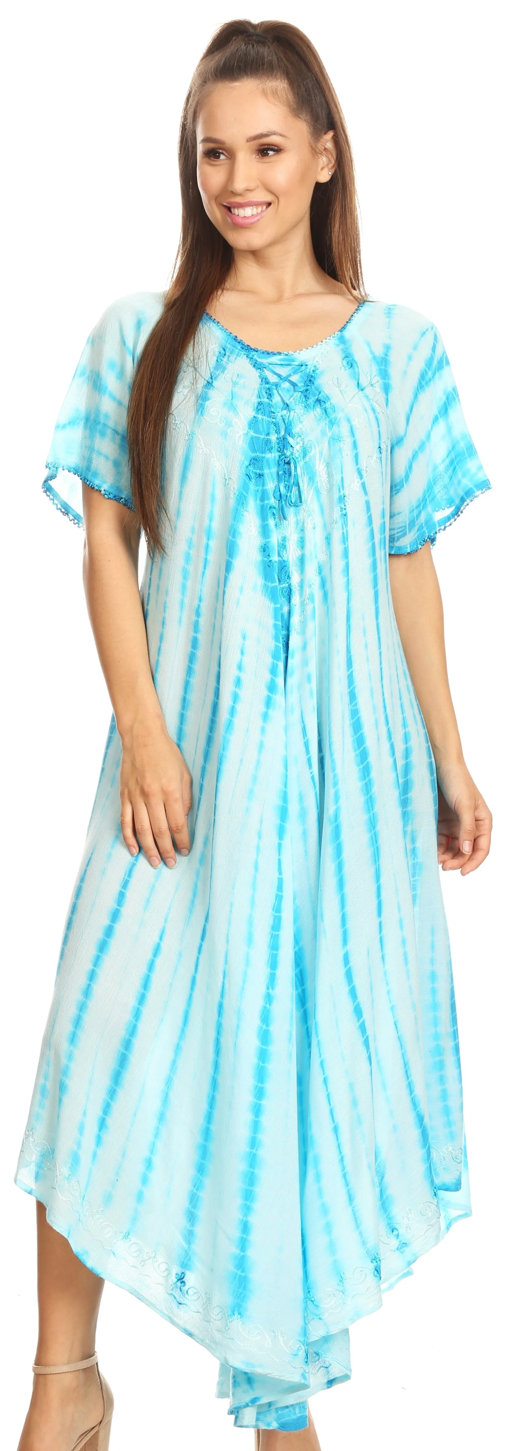 Sakkas Melika Tie Dye Caftan Dress