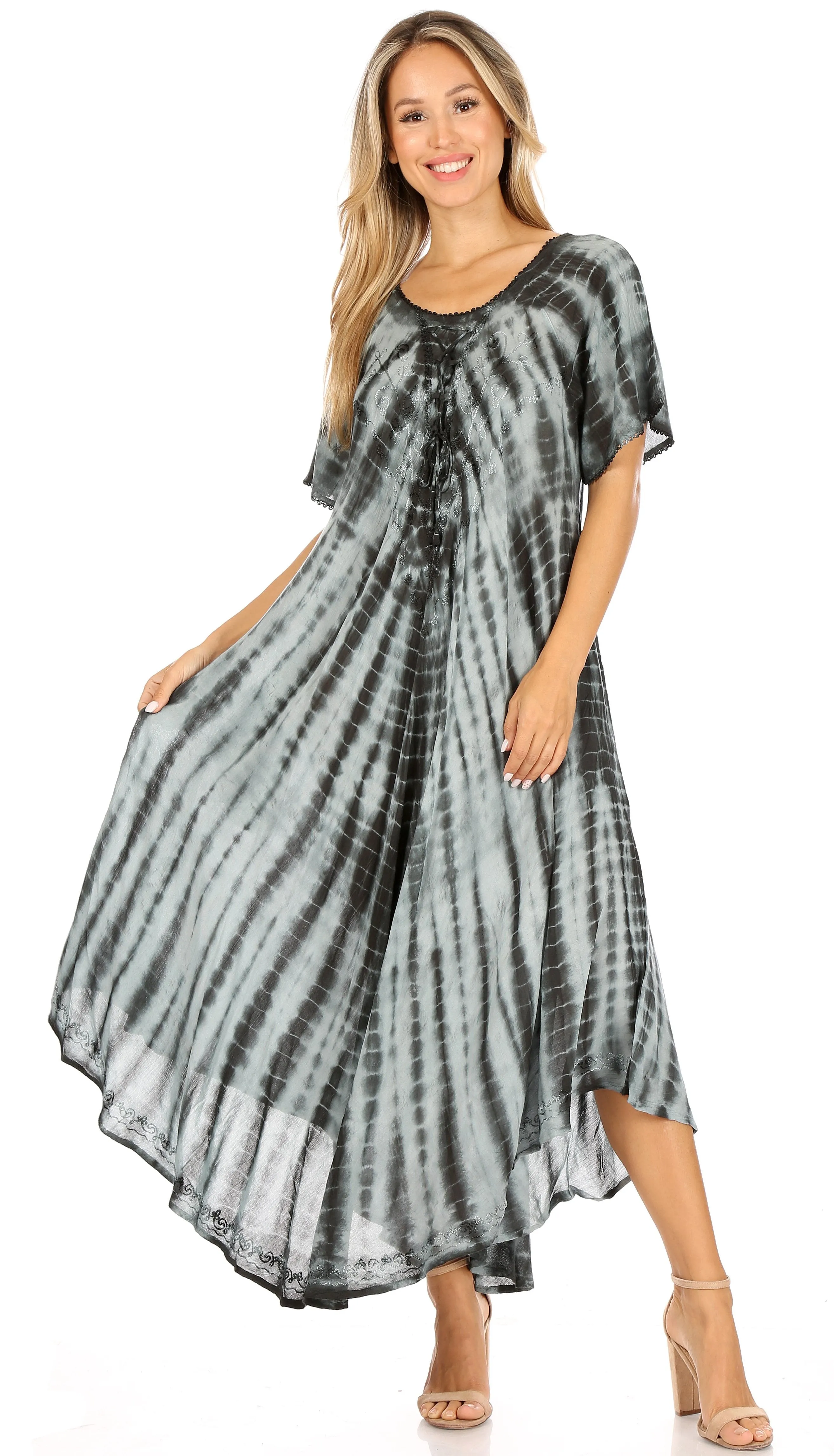 Sakkas Melika Tie Dye Caftan Dress