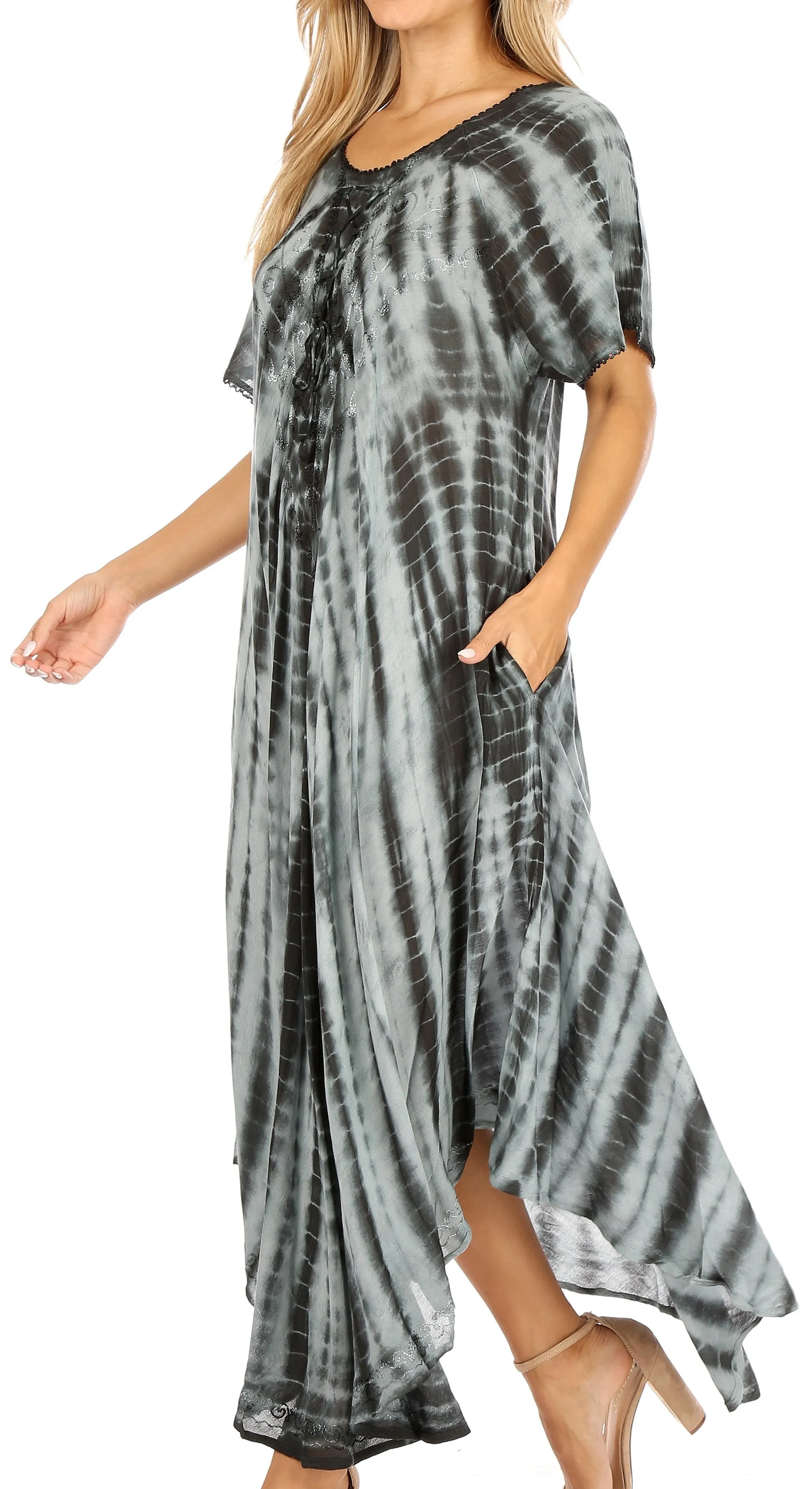 Sakkas Melika Tie Dye Caftan Dress