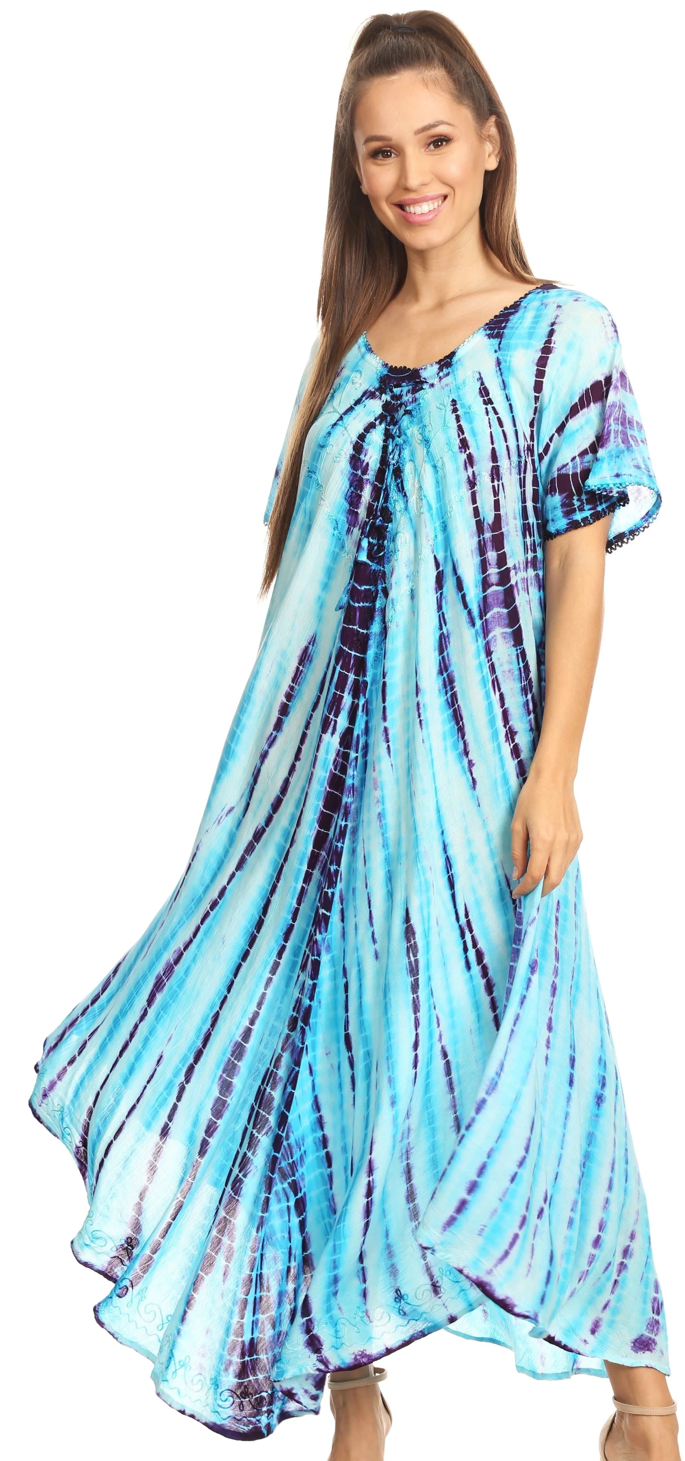 Sakkas Melika Tie Dye Caftan Dress