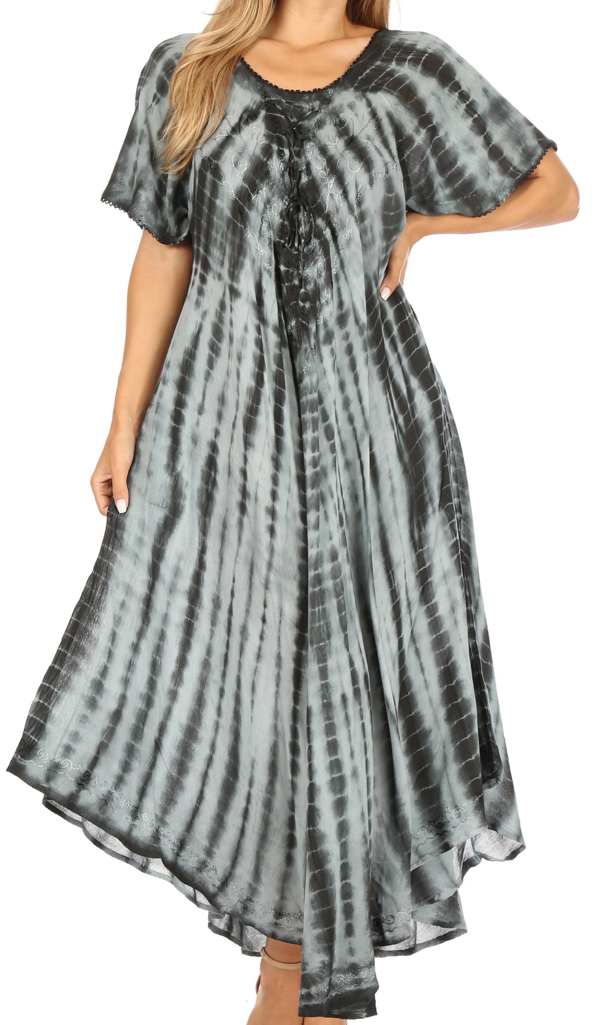 Sakkas Melika Tie Dye Caftan Dress