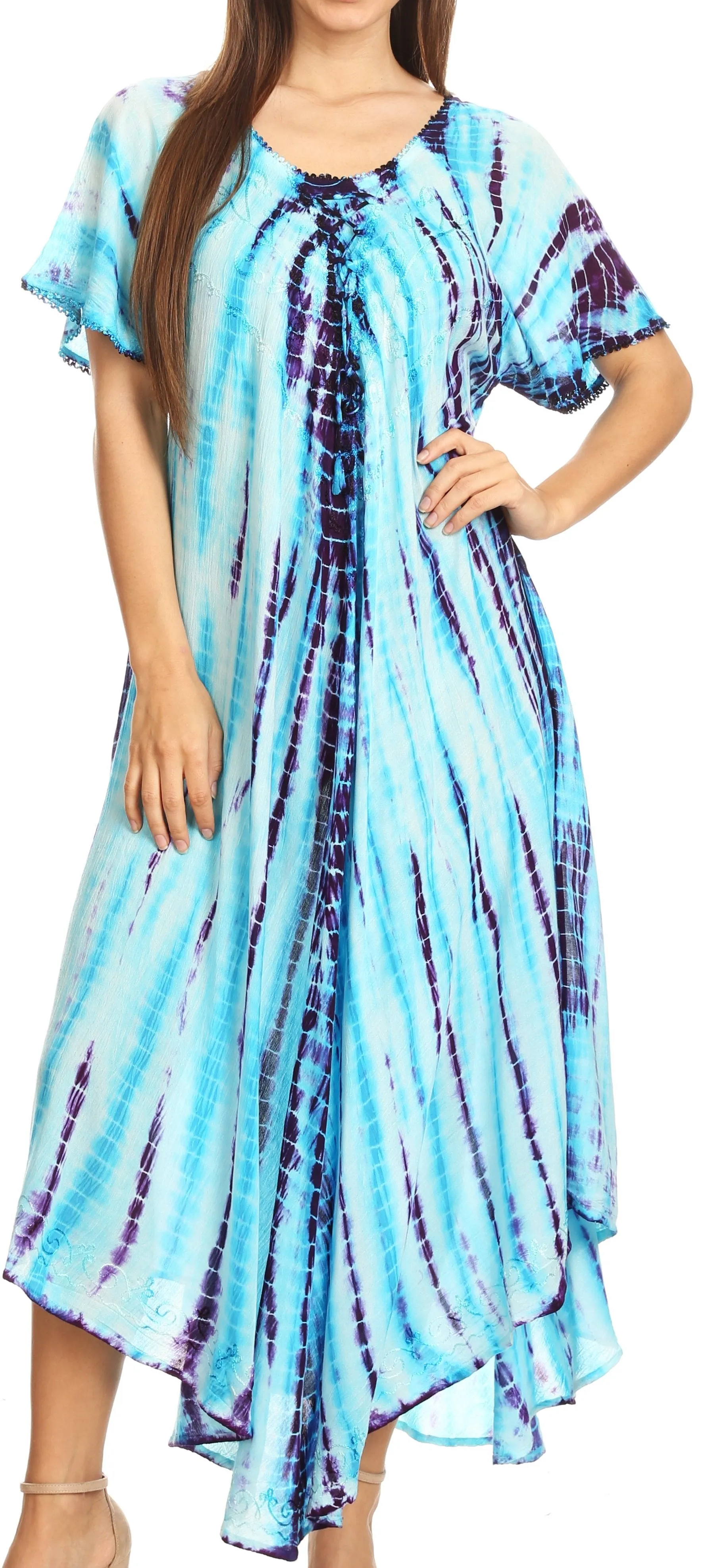 Sakkas Melika Tie Dye Caftan Dress