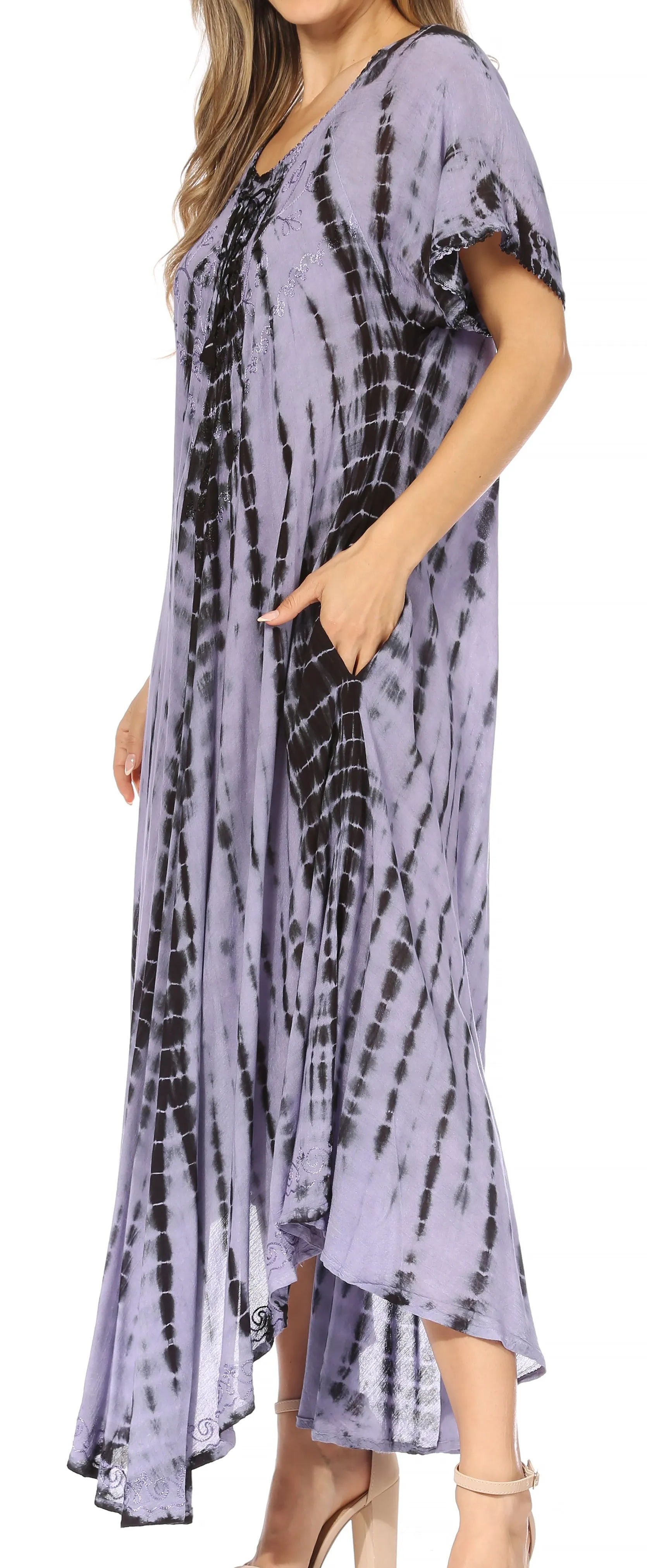 Sakkas Melika Tie Dye Caftan Dress