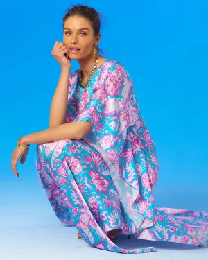 Shalimar Silk Kaftan in Pink and Blue