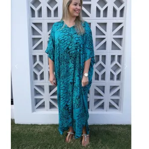 Teal Maya Rayon Kaftan 12-26