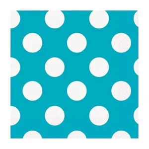 Teal Polka Dotty Lunch Napkins 33cm 16pk